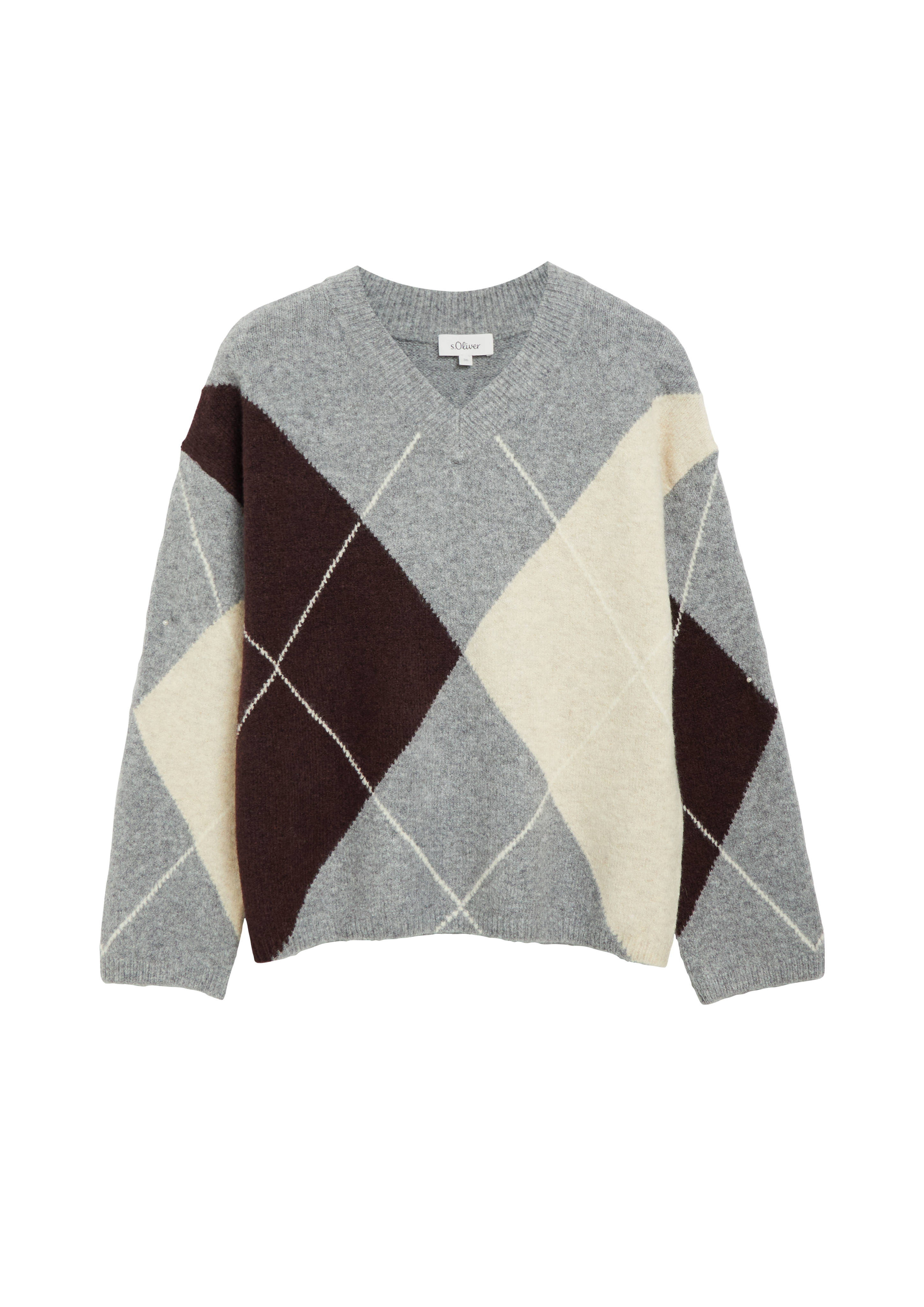 Argyle-trui met V-hals