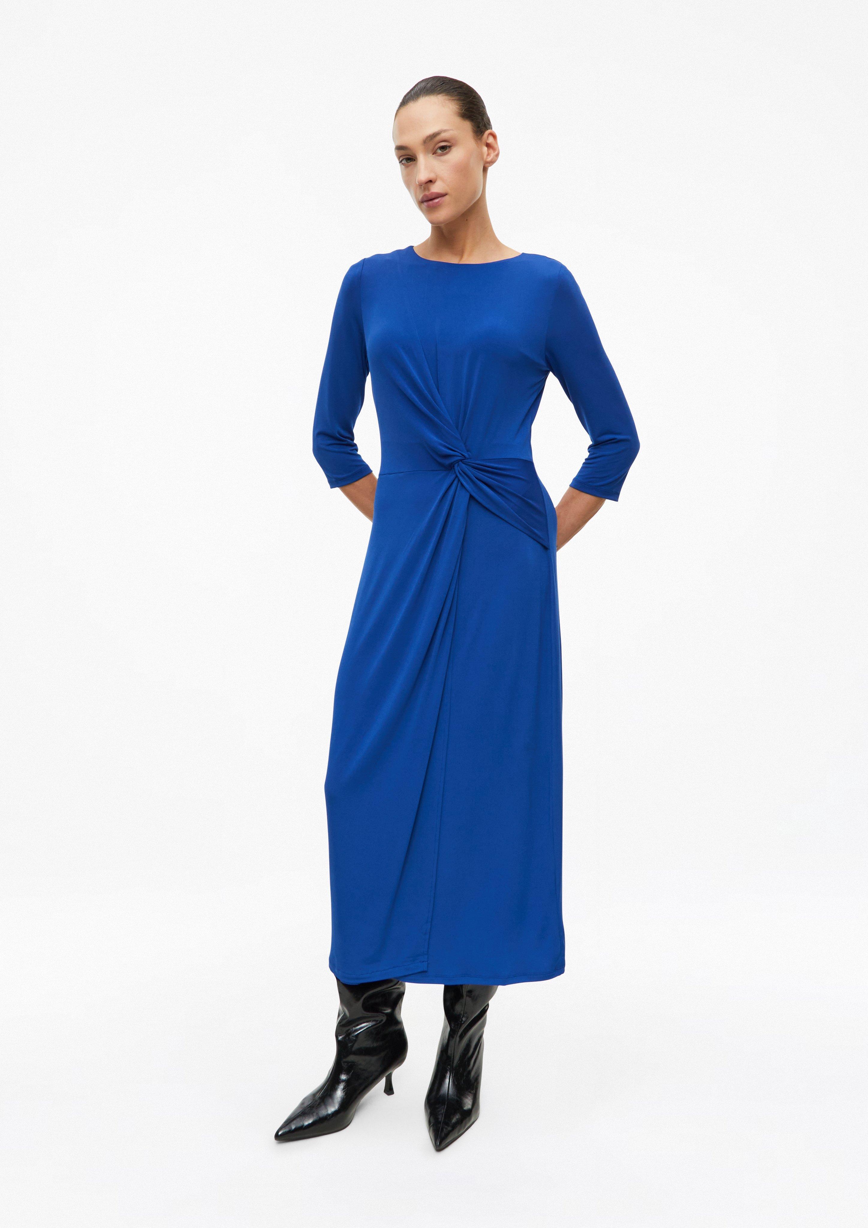 Damen Kleid in Wickel-Optik mit Knoten-Detail in blau von s.Oliver BLACK LABEL