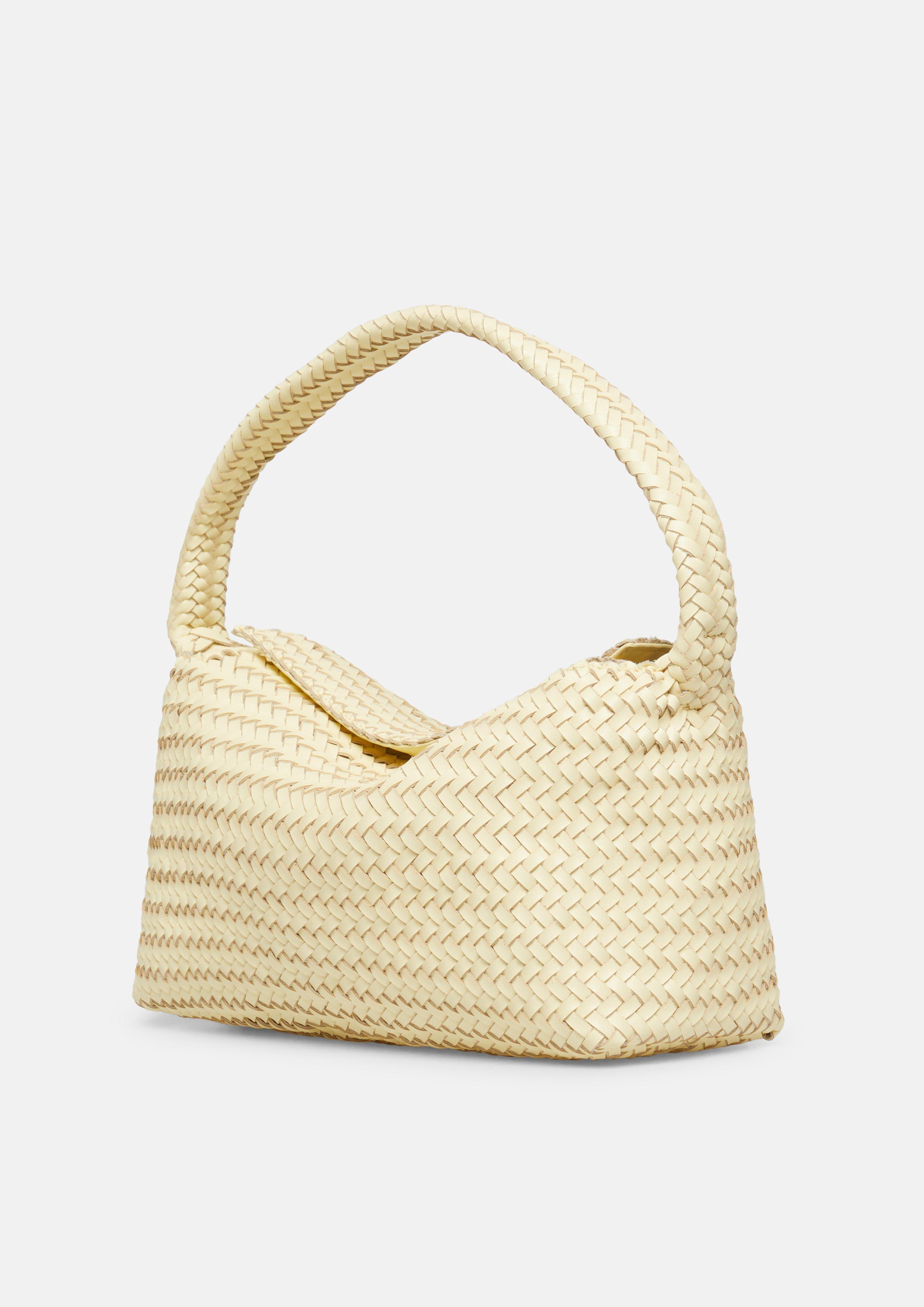 Crossbody bag in braided leather in yellow by COMMA