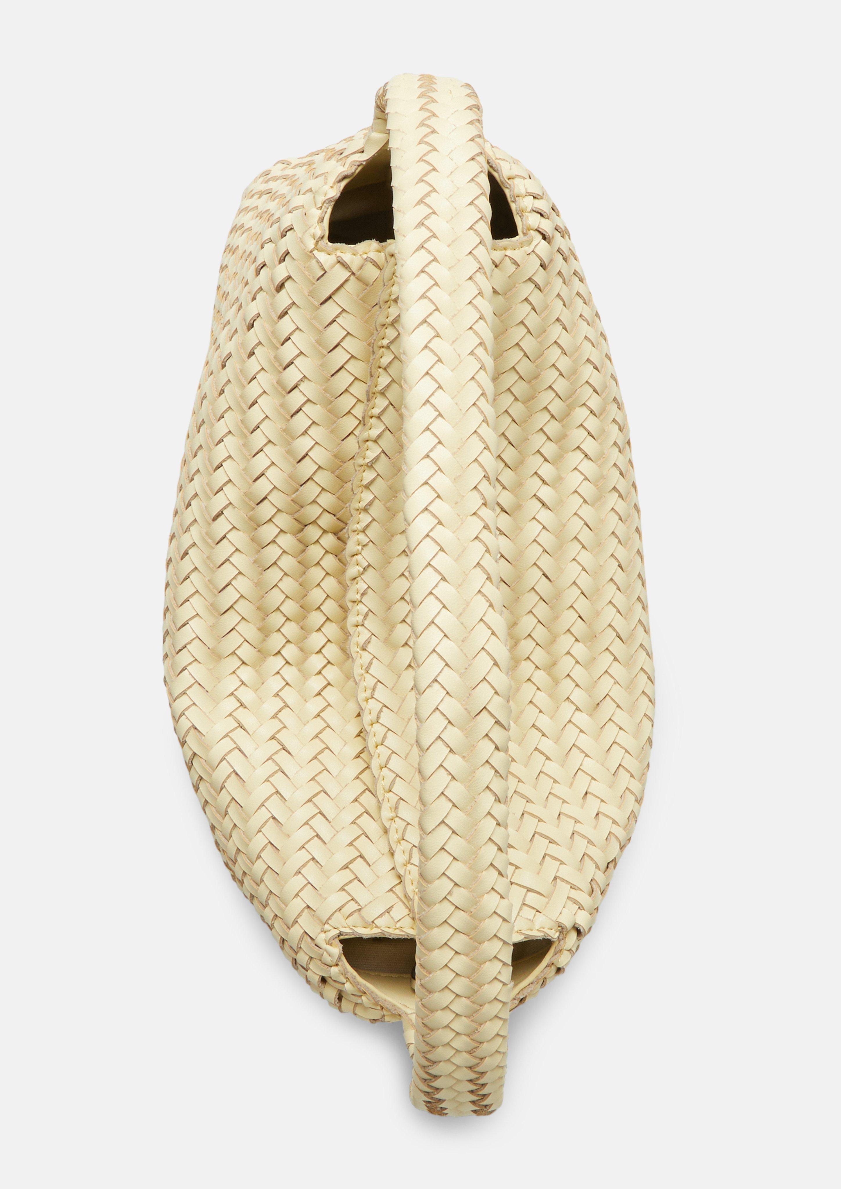 Crossbody bag in braided leather in yellow by COMMA
