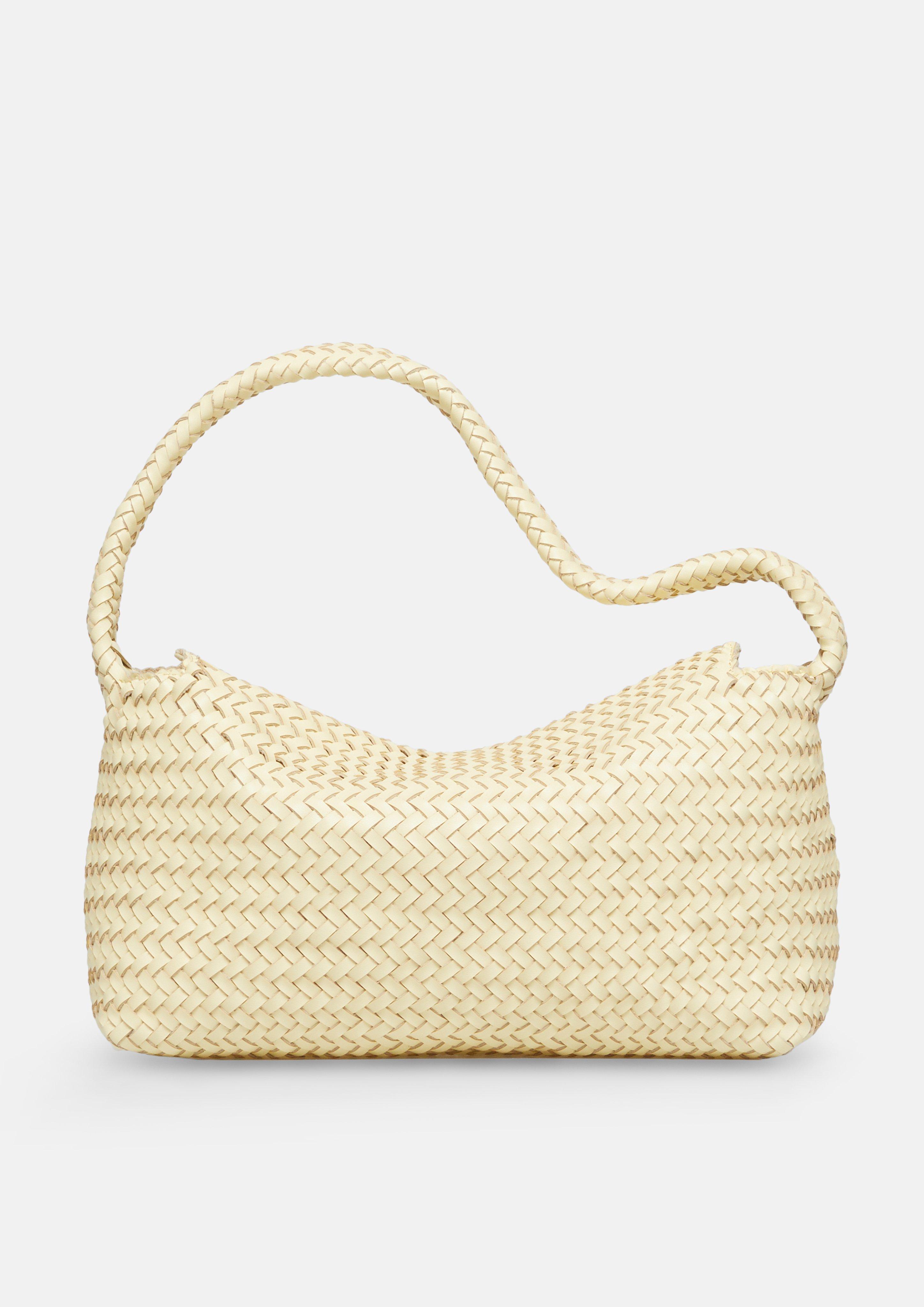 Crossbody bag in braided leather in yellow by COMMA