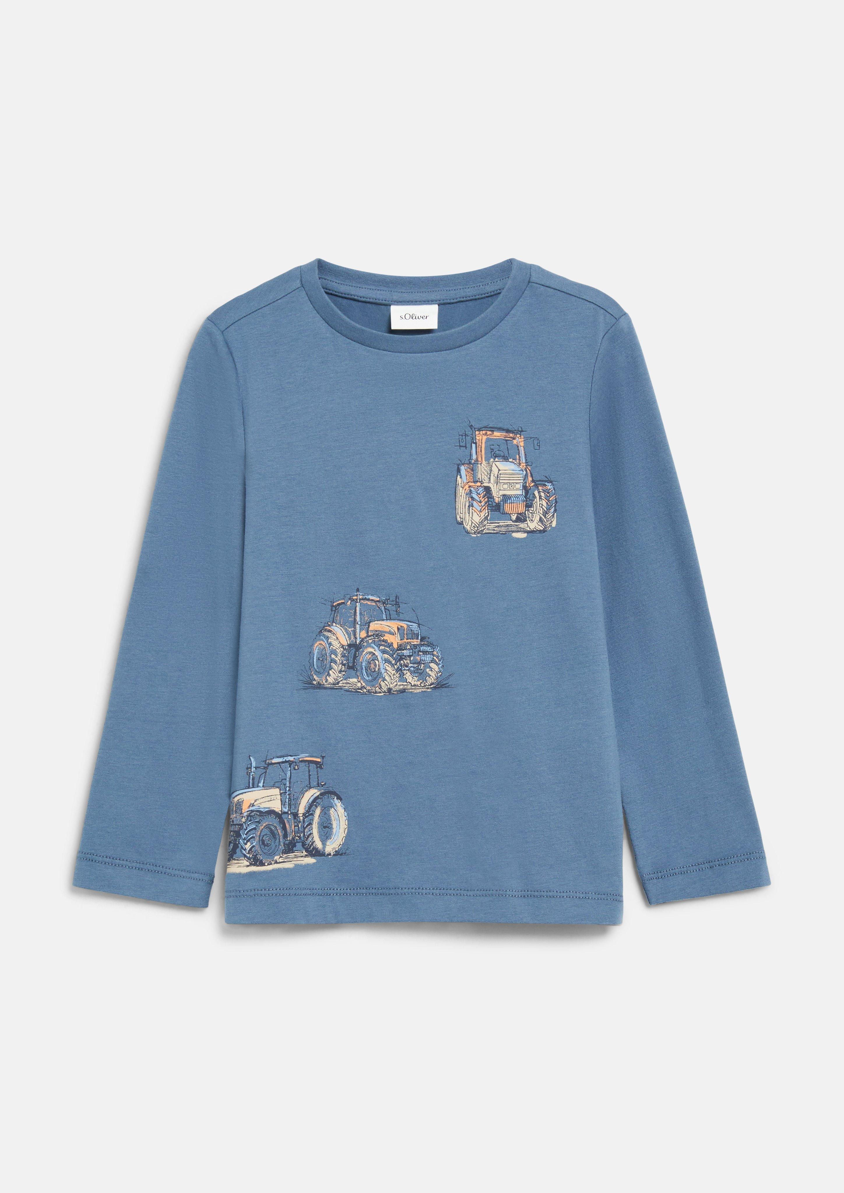 Junior T-shirt à manches longues avec imprimé sur le devant en bleu de s.Oliver