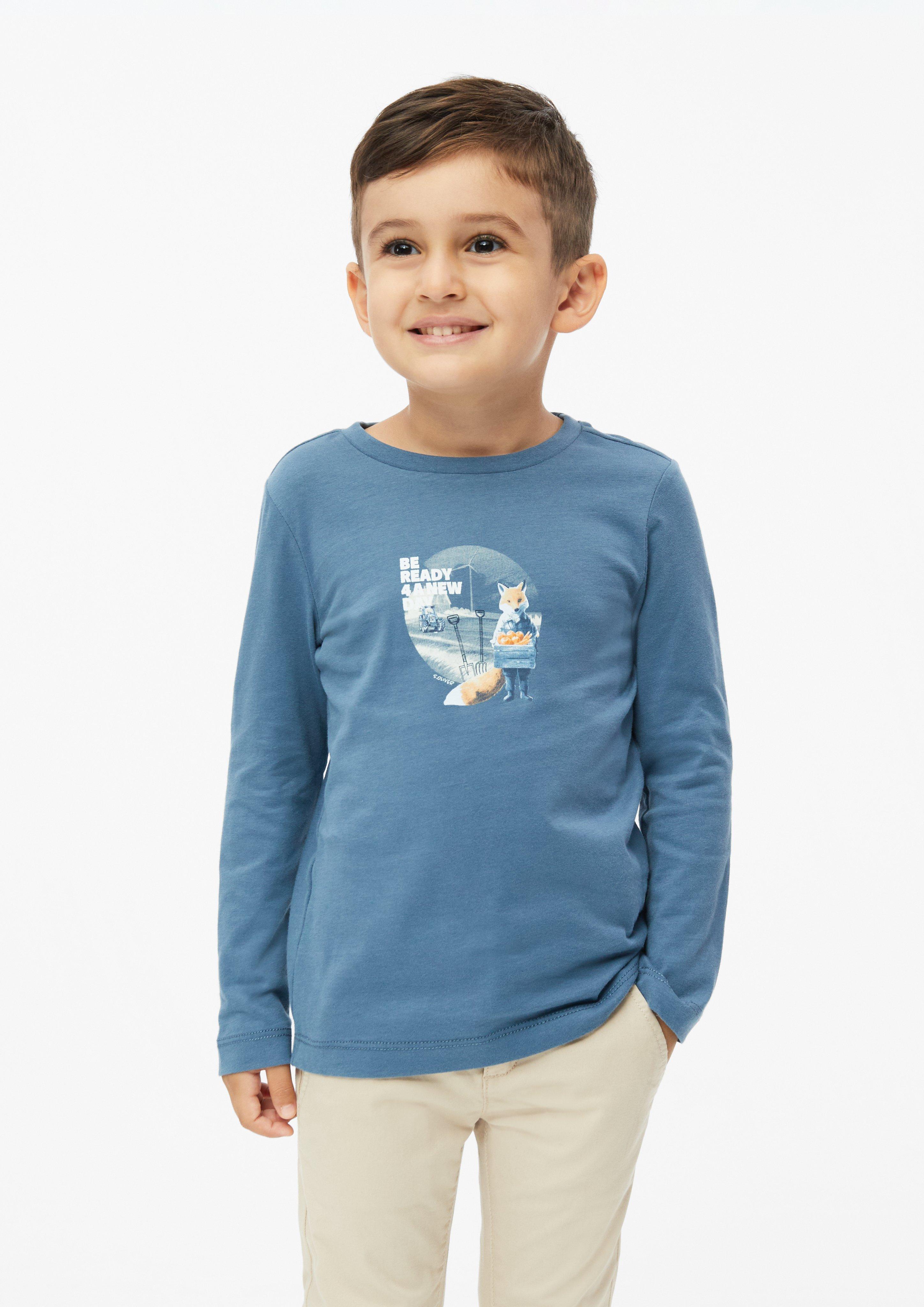 Langarmshirt mit Frontprint in Farbe blau von s.Oliver