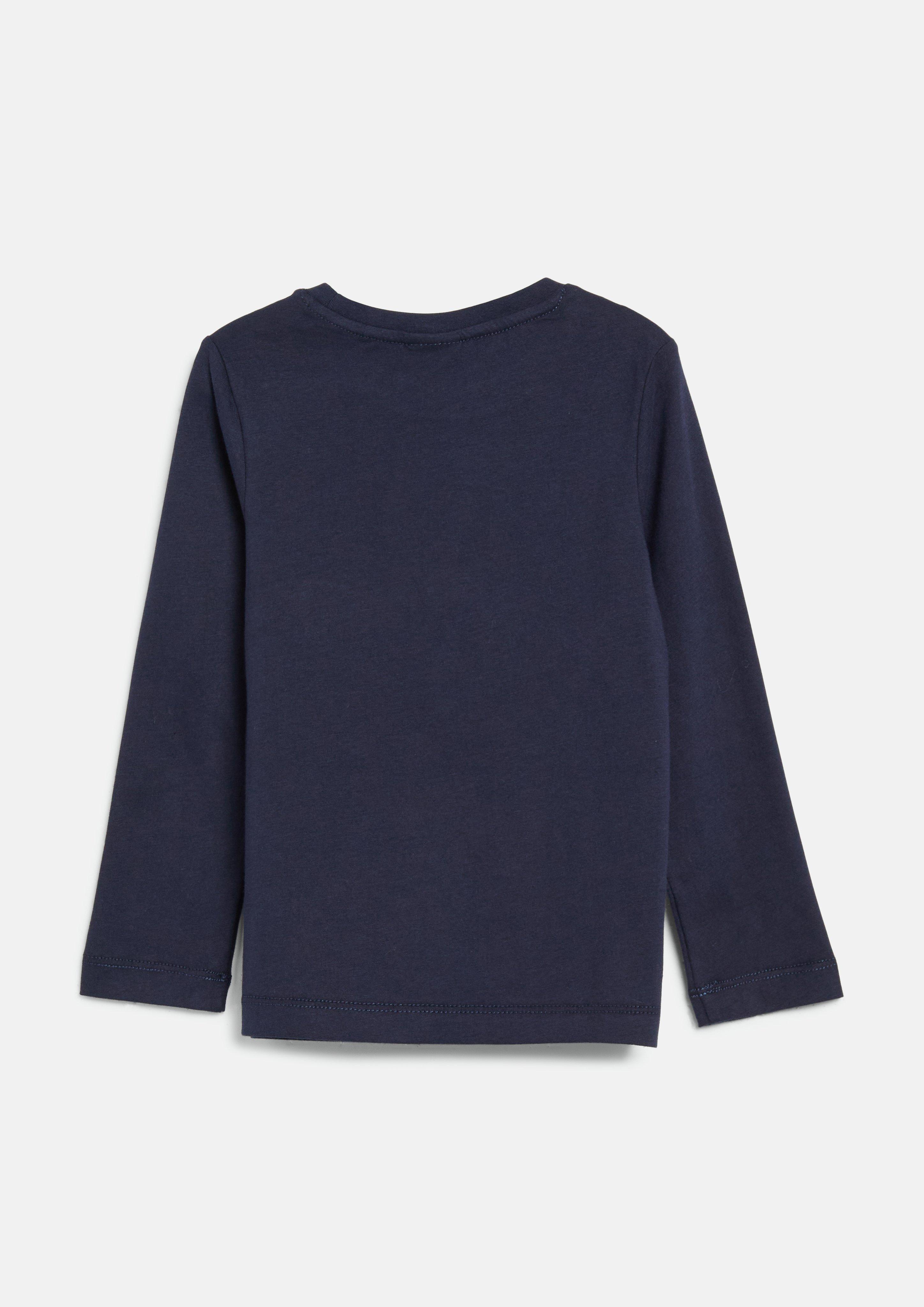 Junior T-shirt met lange mouwen en opdruk op de voorkant in blauw van s.Oliver
