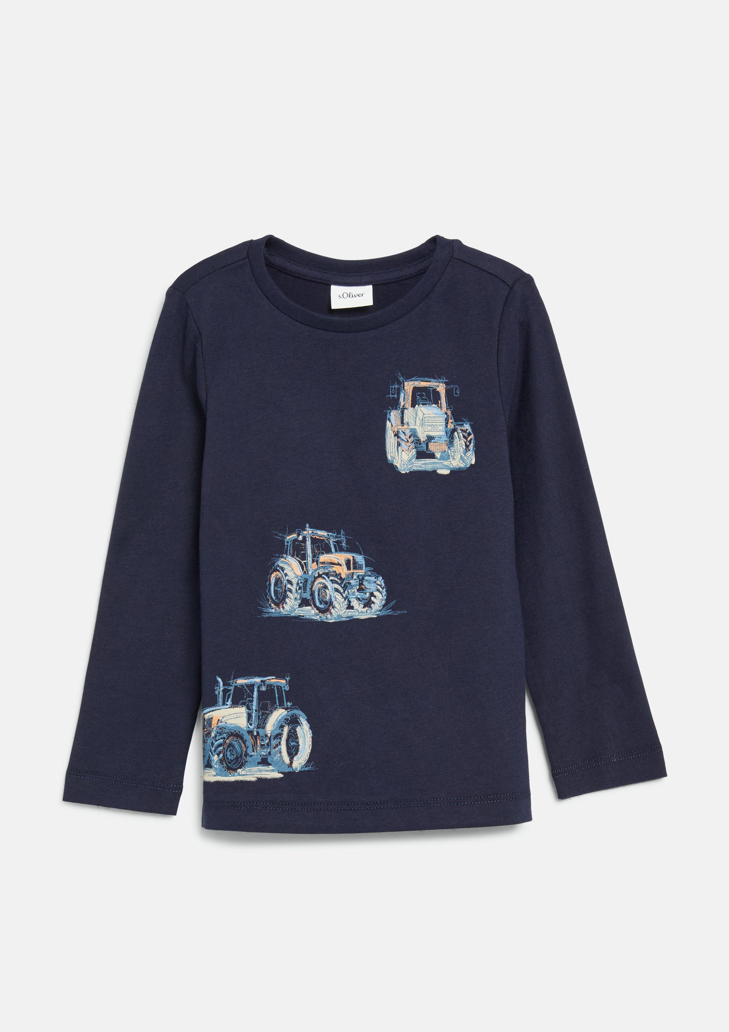 T-shirt met lange mouwen en opdruk op de voorkant in navy van s.Oliver