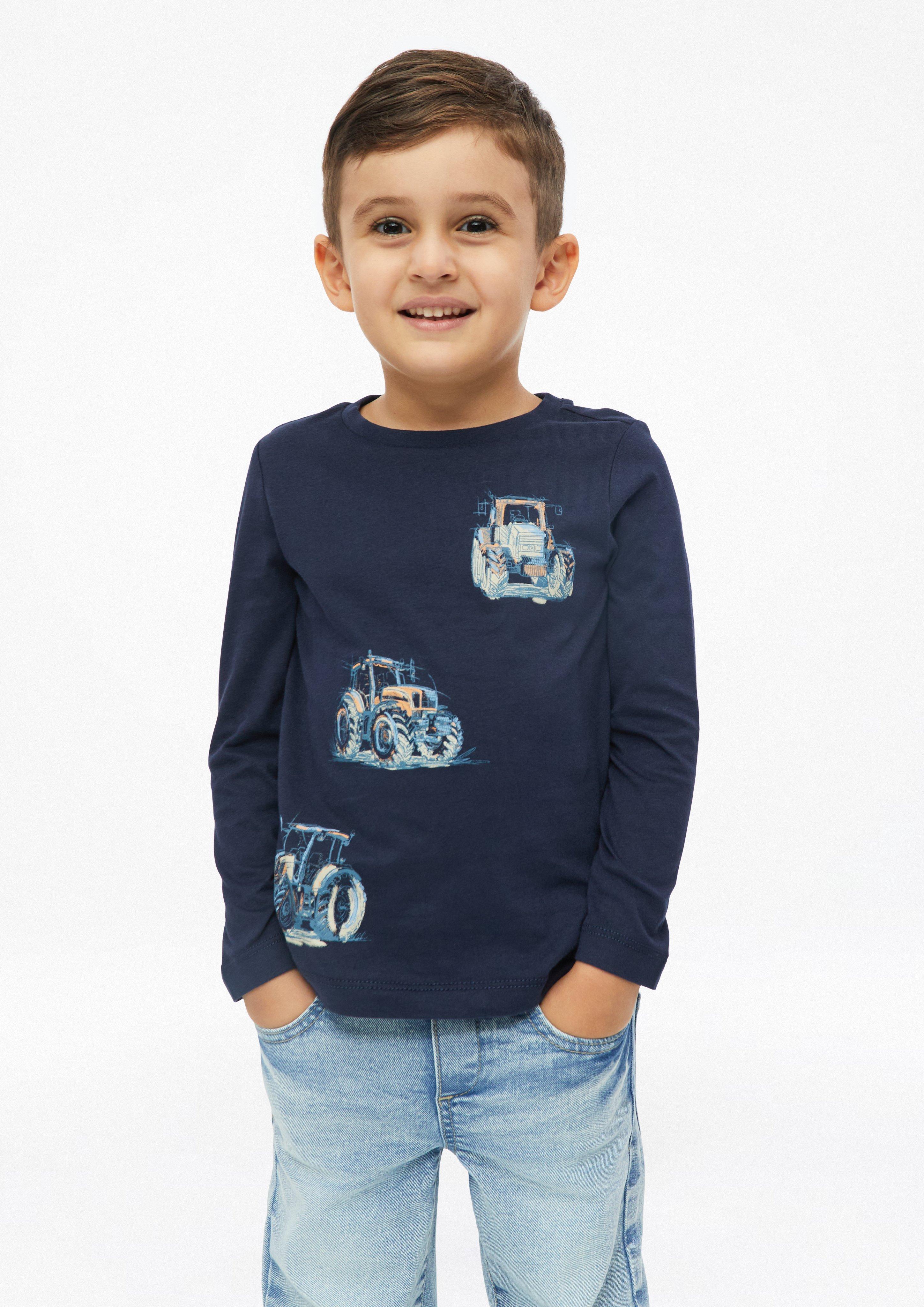 T-shirt à manches longues avec imprimé sur le devant en bleu marine de s.Oliver