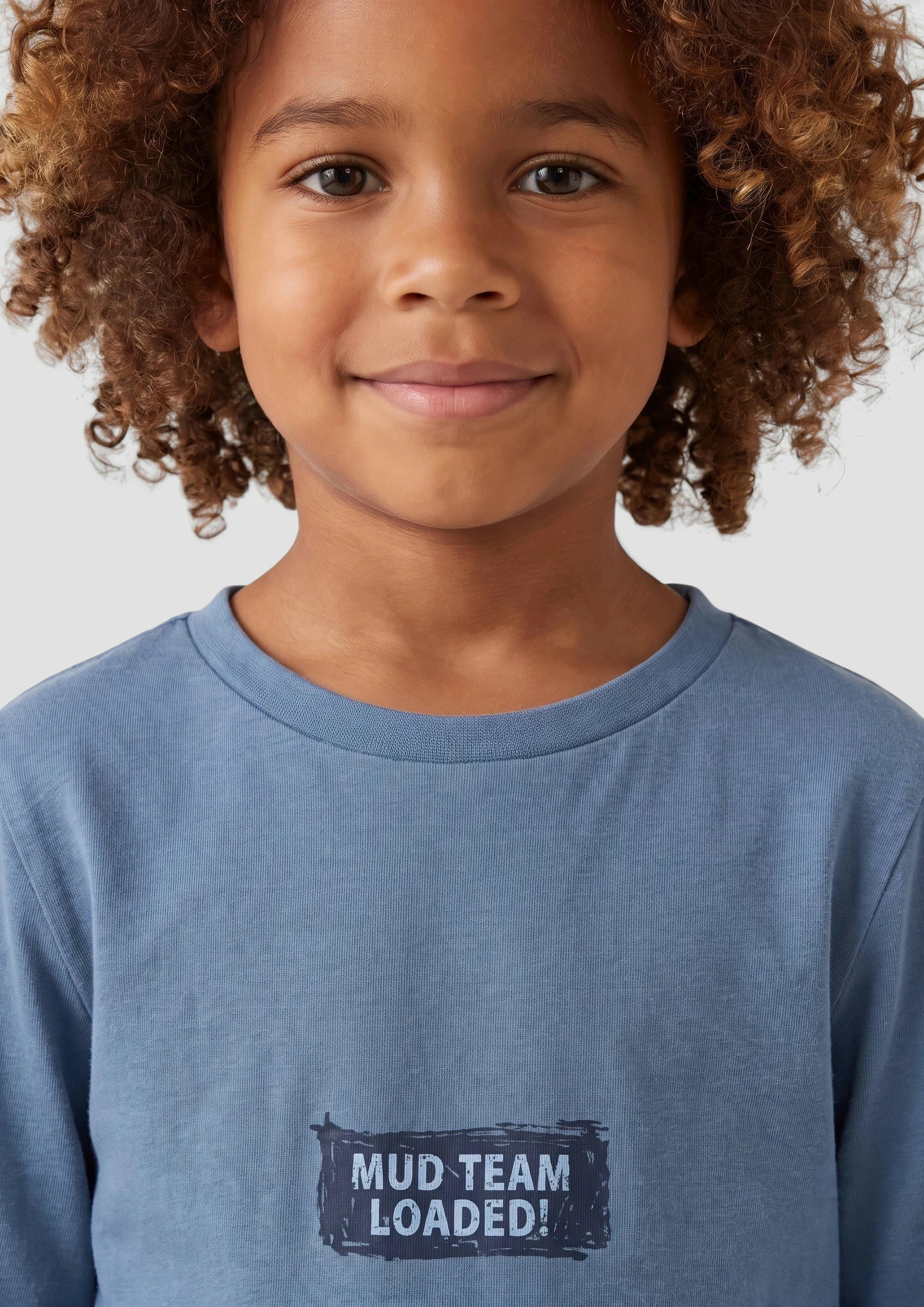 Junior T-shirt met lange mouwen en print in blauw van s.Oliver