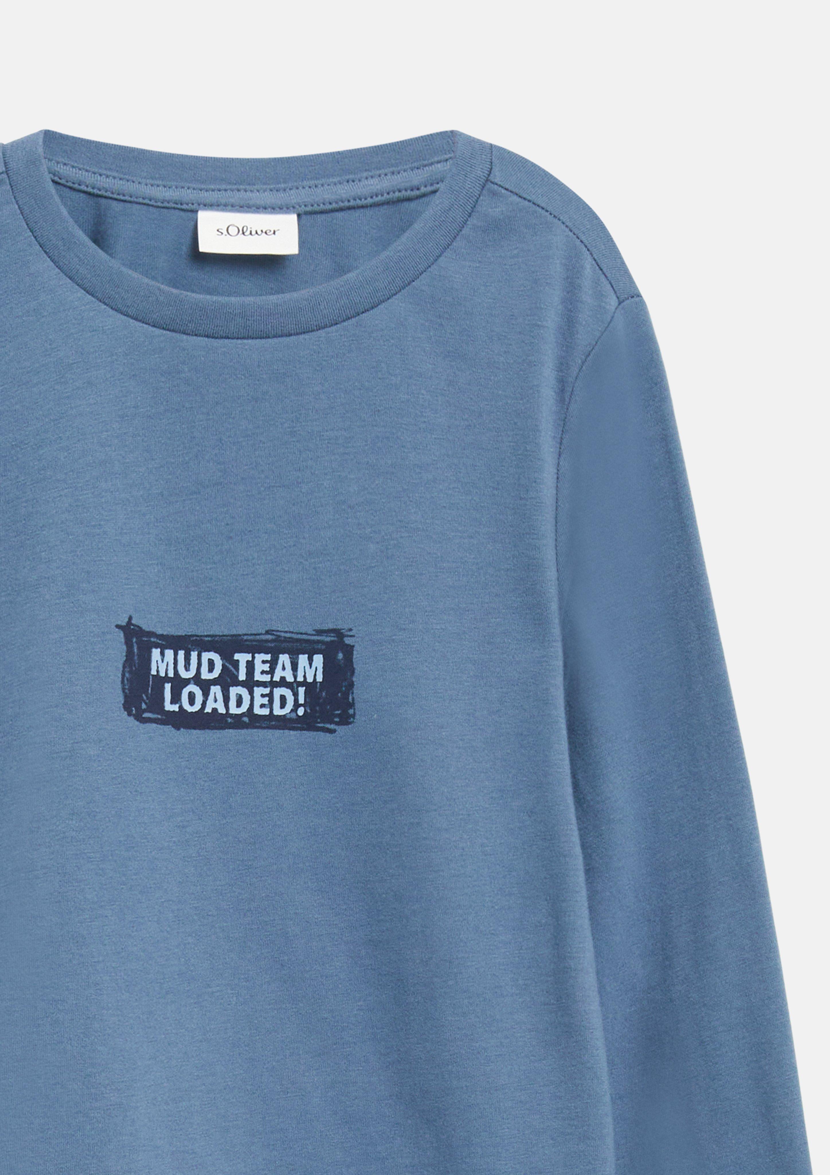 Junior T-shirt met lange mouwen en print in blauw van s.Oliver