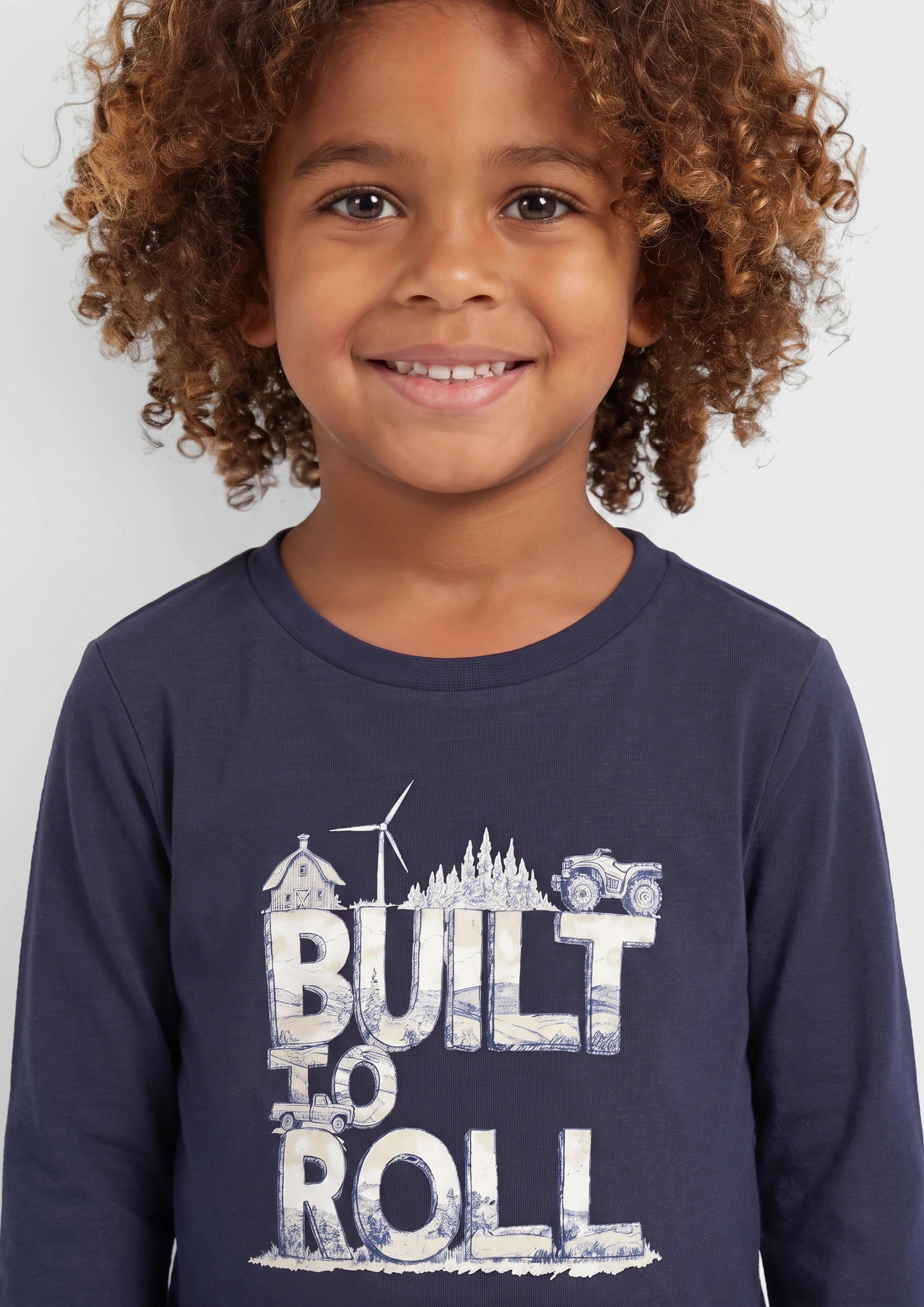 Kids Long-Sleeve Shirt with Print in blue by s.Oliver