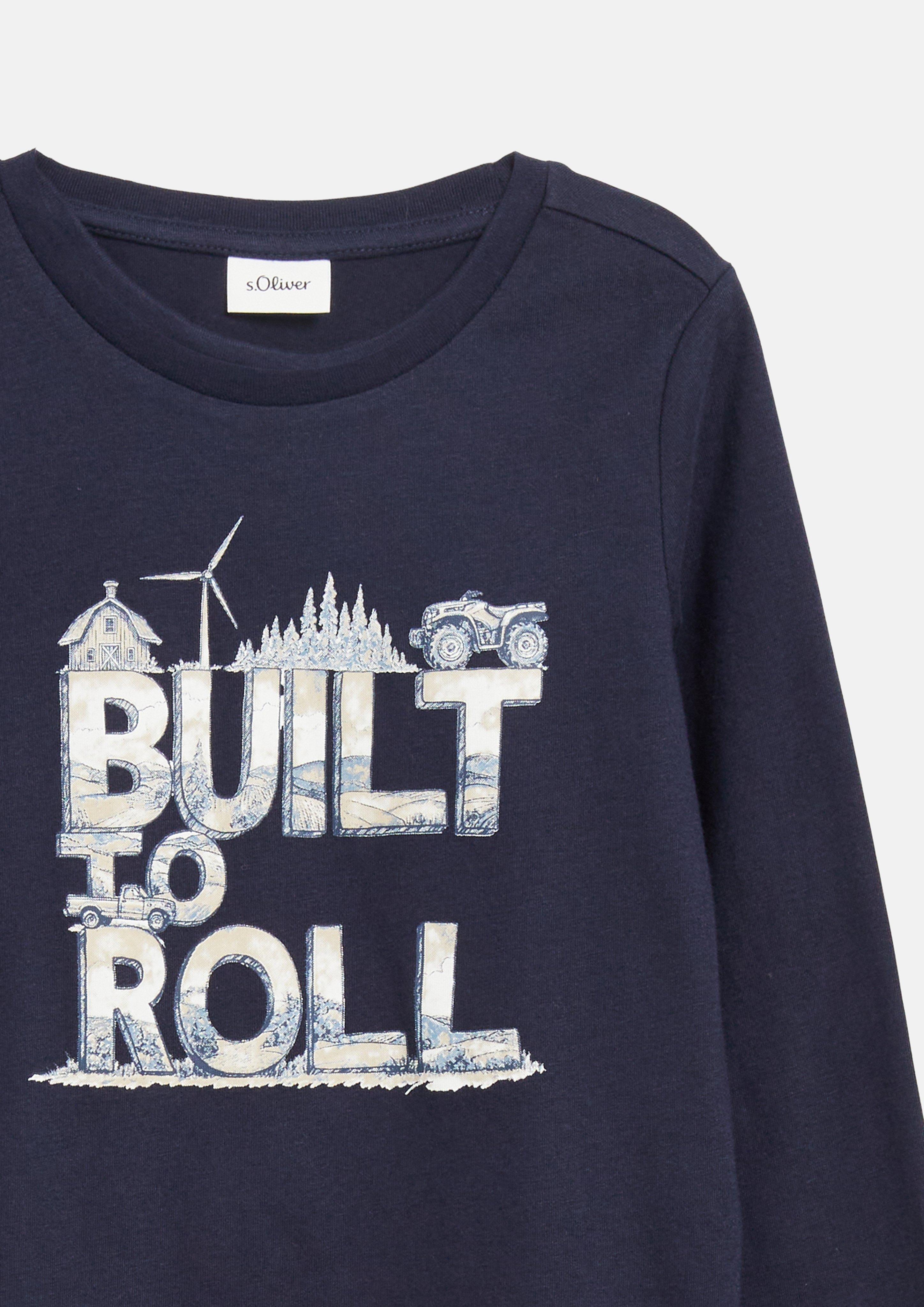 Kids Long-Sleeve Shirt with Print in blue by s.Oliver