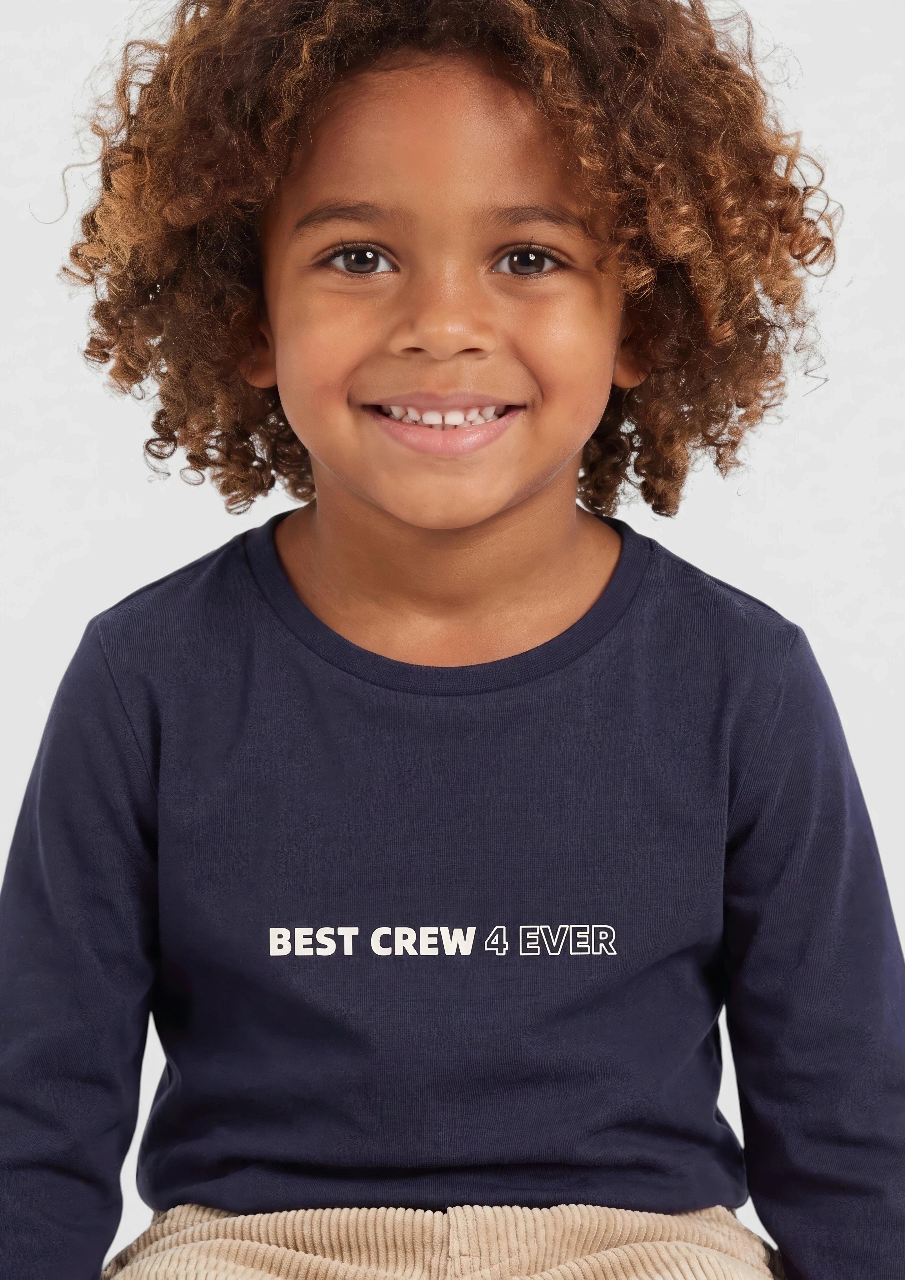Junior T-shirt met lange mouwen en print in blauw van s.Oliver