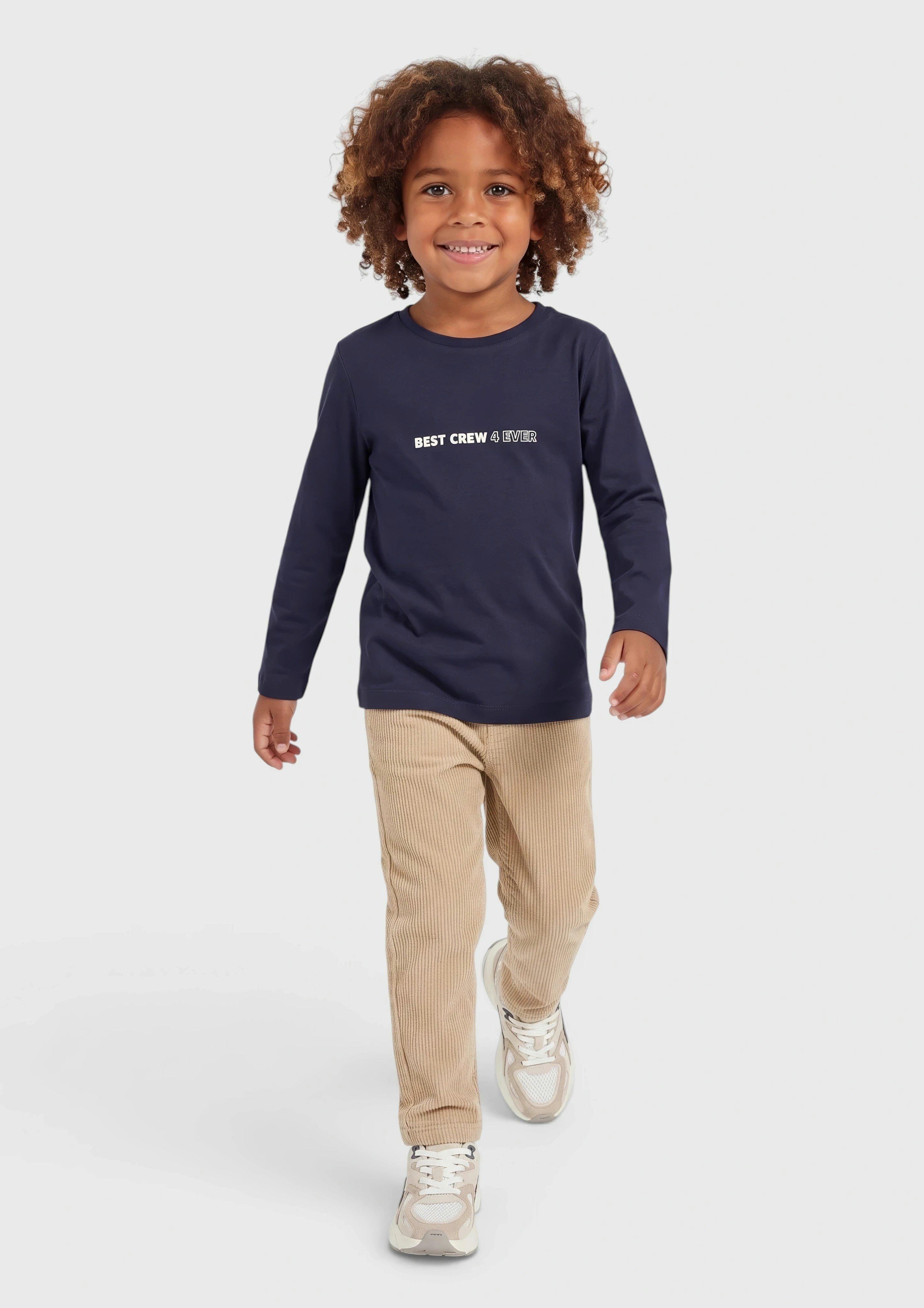 Junior T-shirt met lange mouwen en print in blauw van s.Oliver