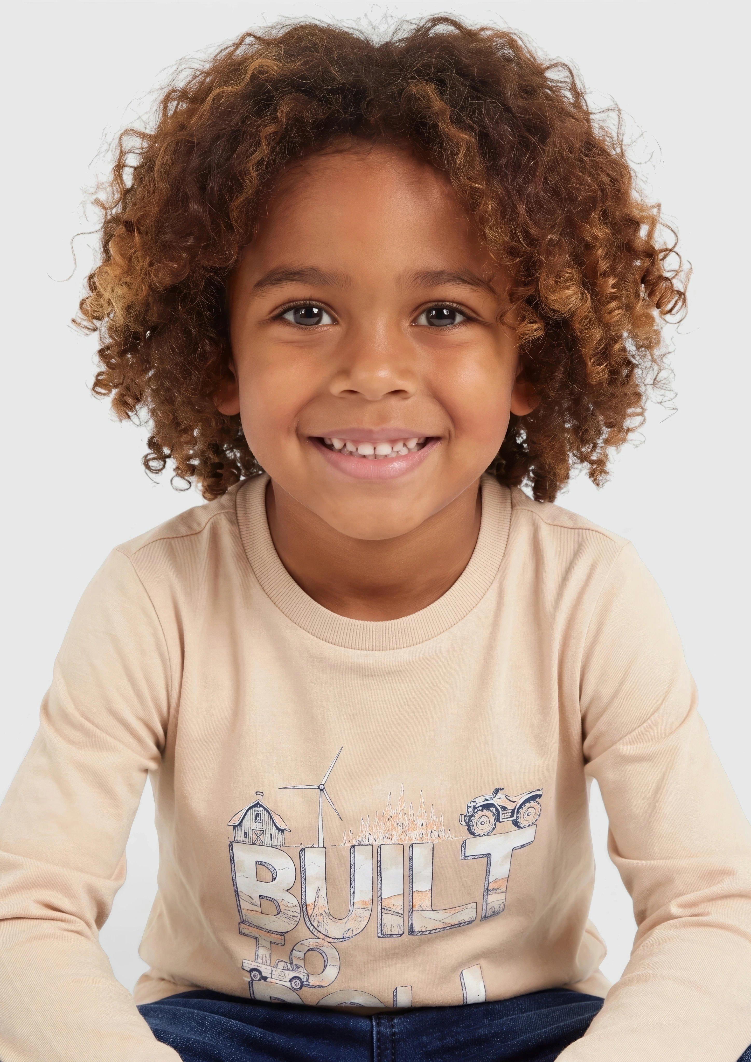 Kids Long-Sleeve Shirt with Print in beige by s.Oliver