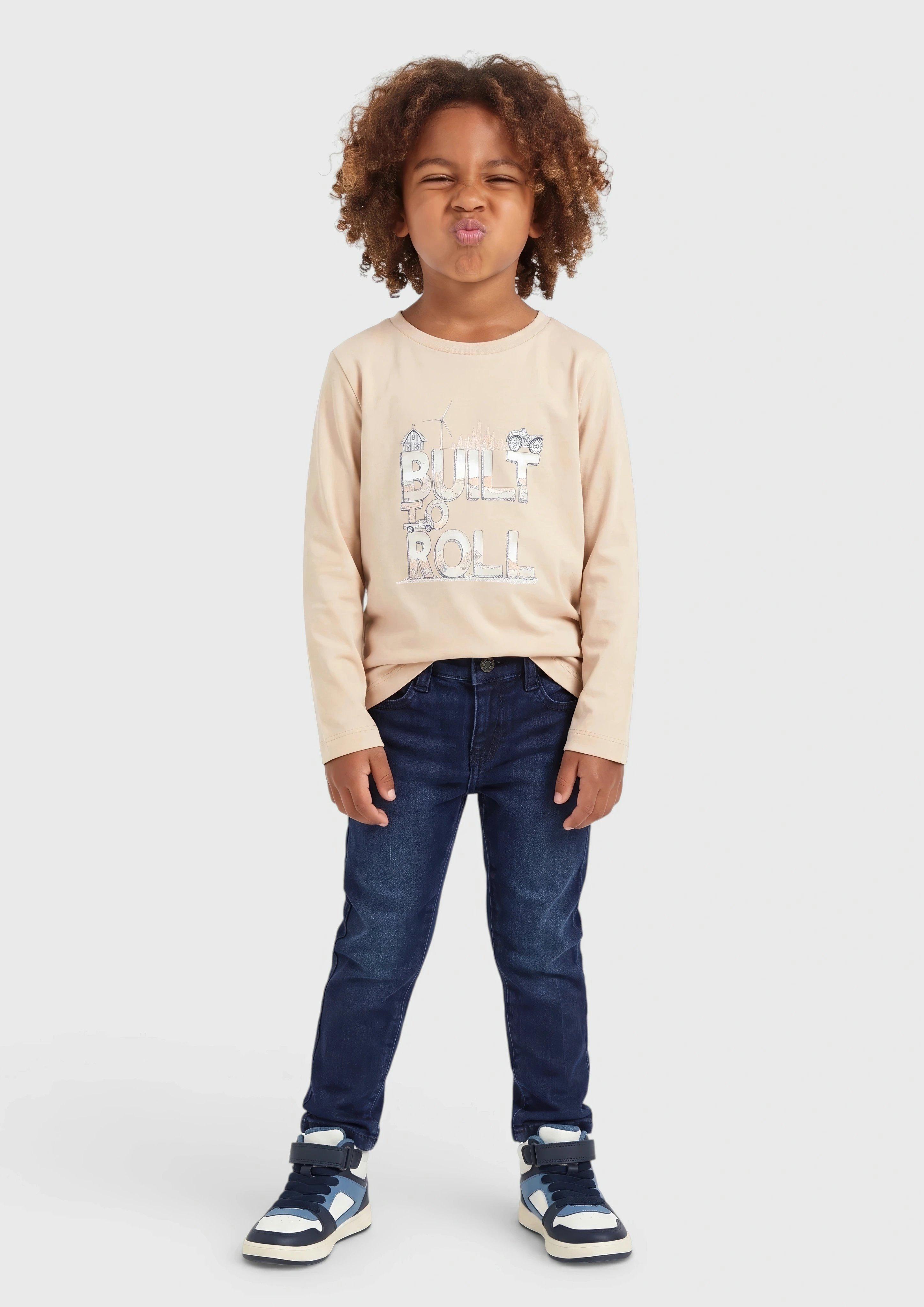 Kids Long-Sleeve Shirt with Print in beige by s.Oliver
