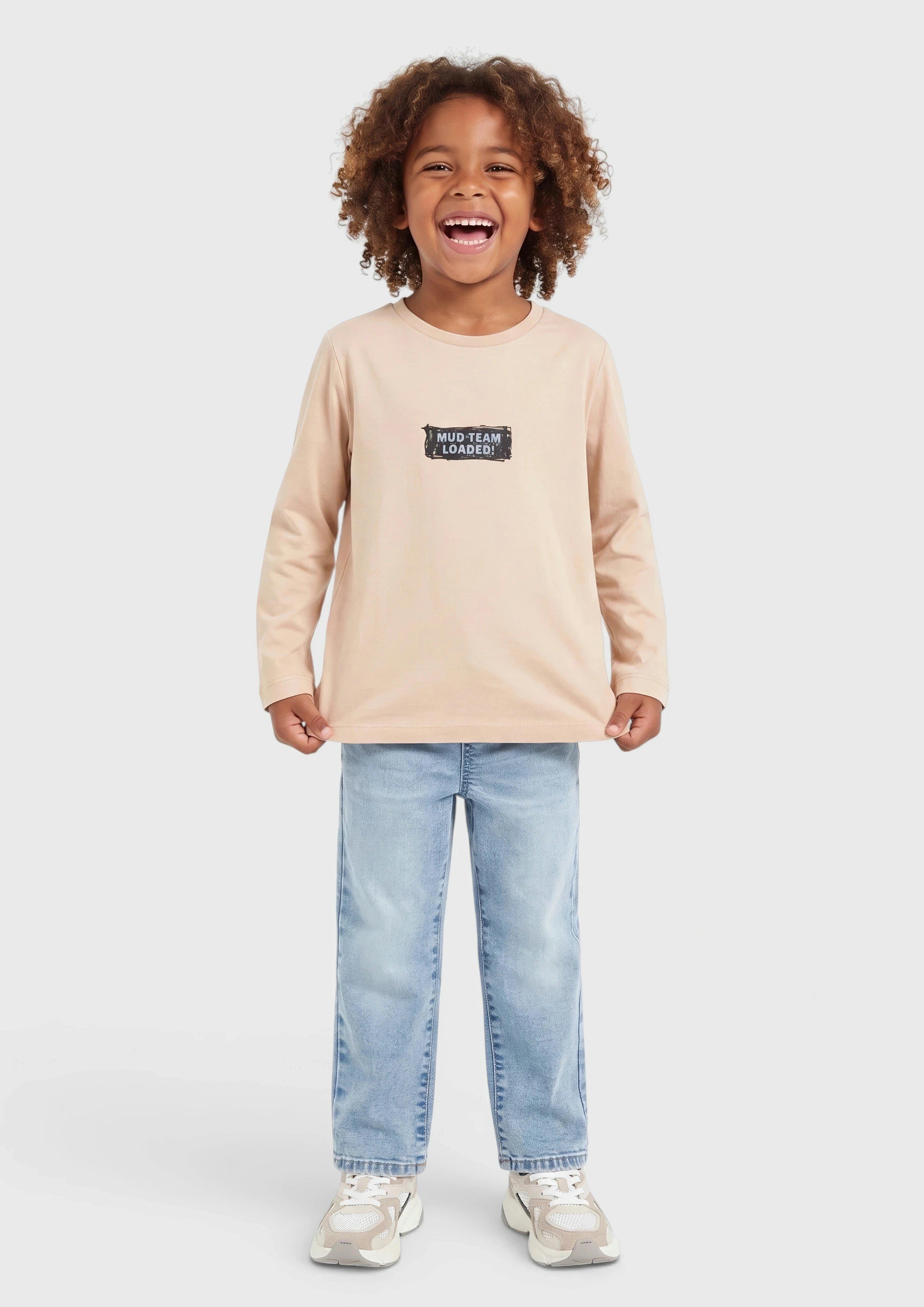 Kids Long-Sleeve Shirt with Print in beige by s.Oliver