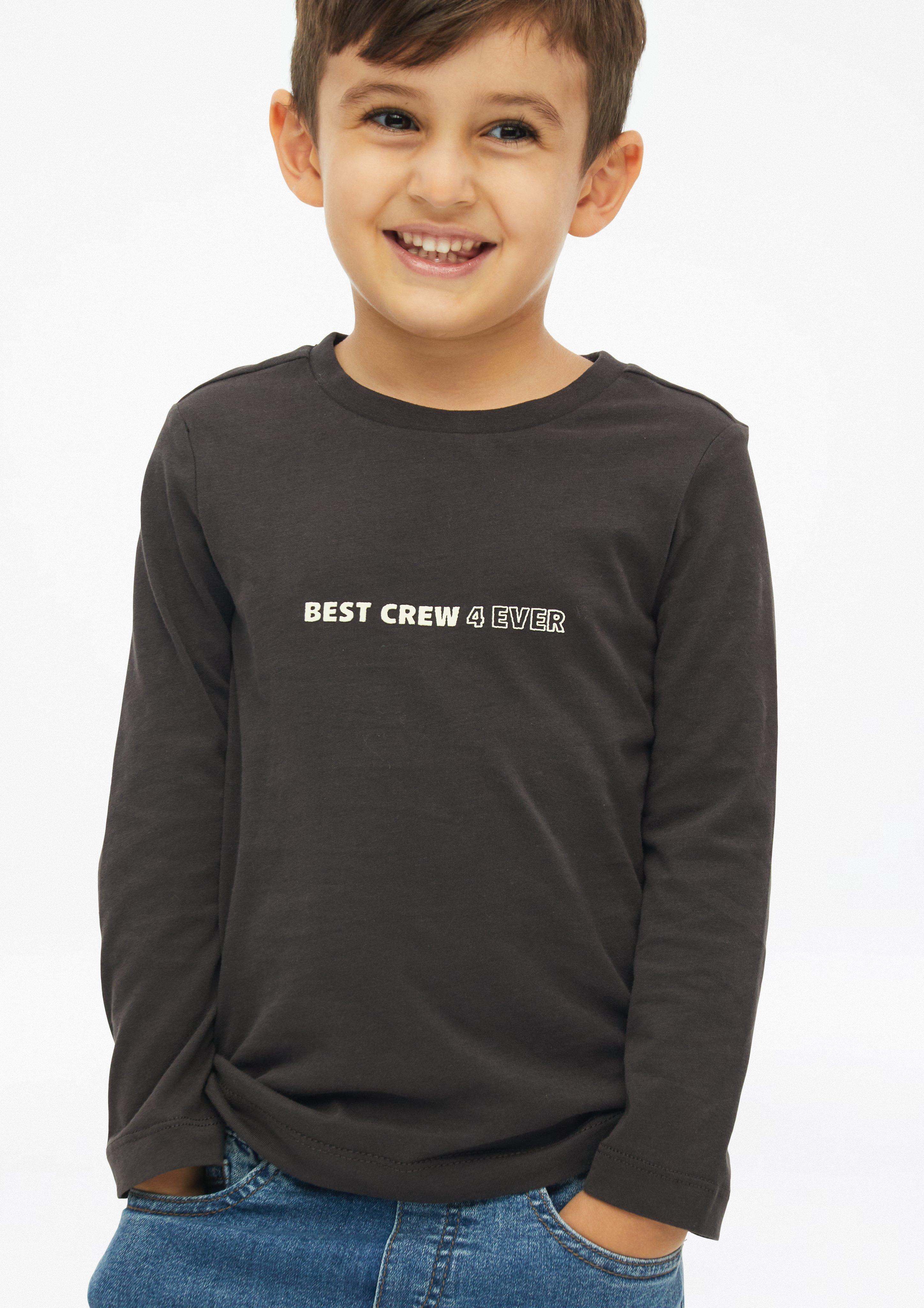 Junior T-shirt met lange mouwen en print in bruin van s.Oliver