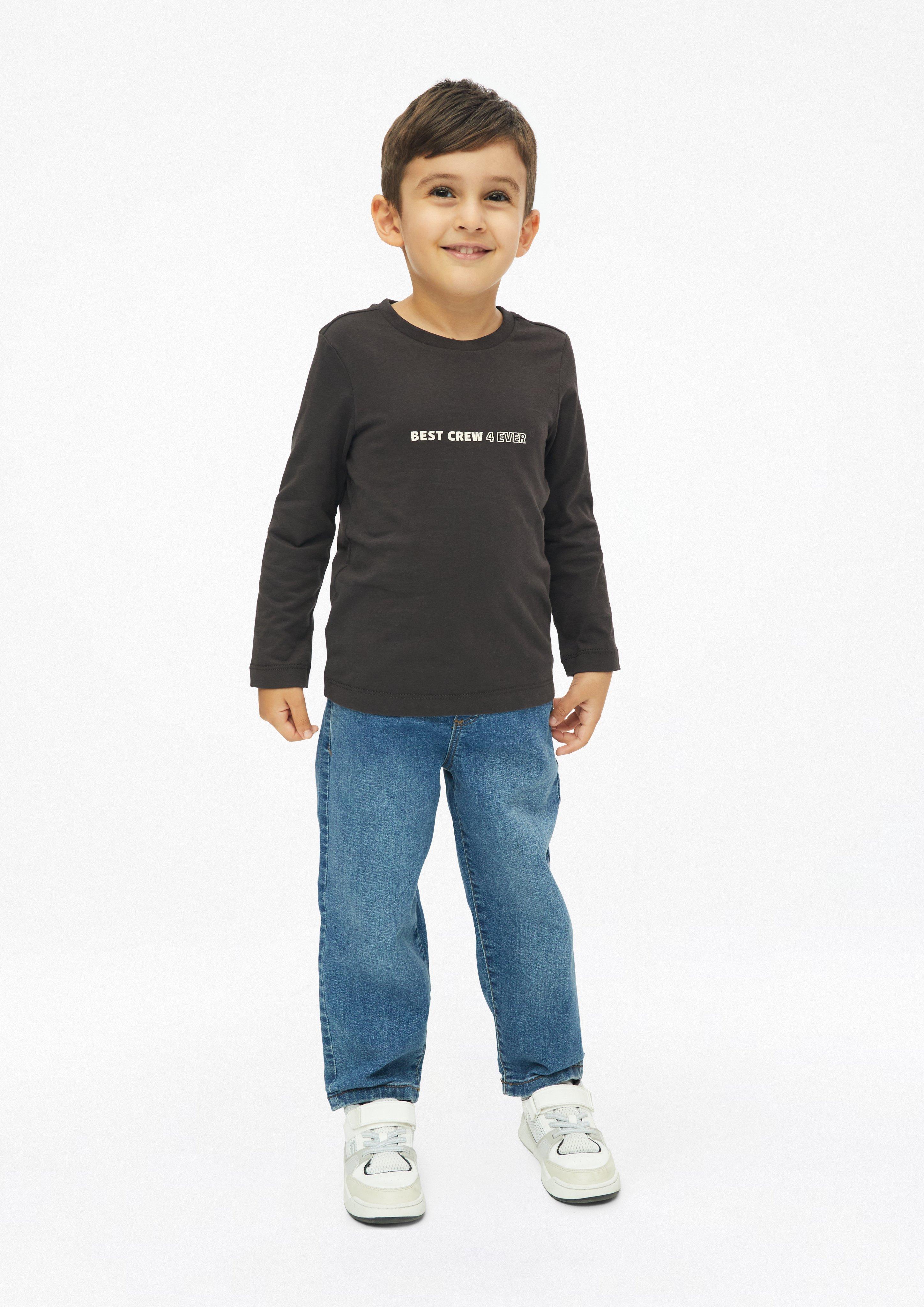 Junior T-shirt met lange mouwen en print in bruin van s.Oliver
