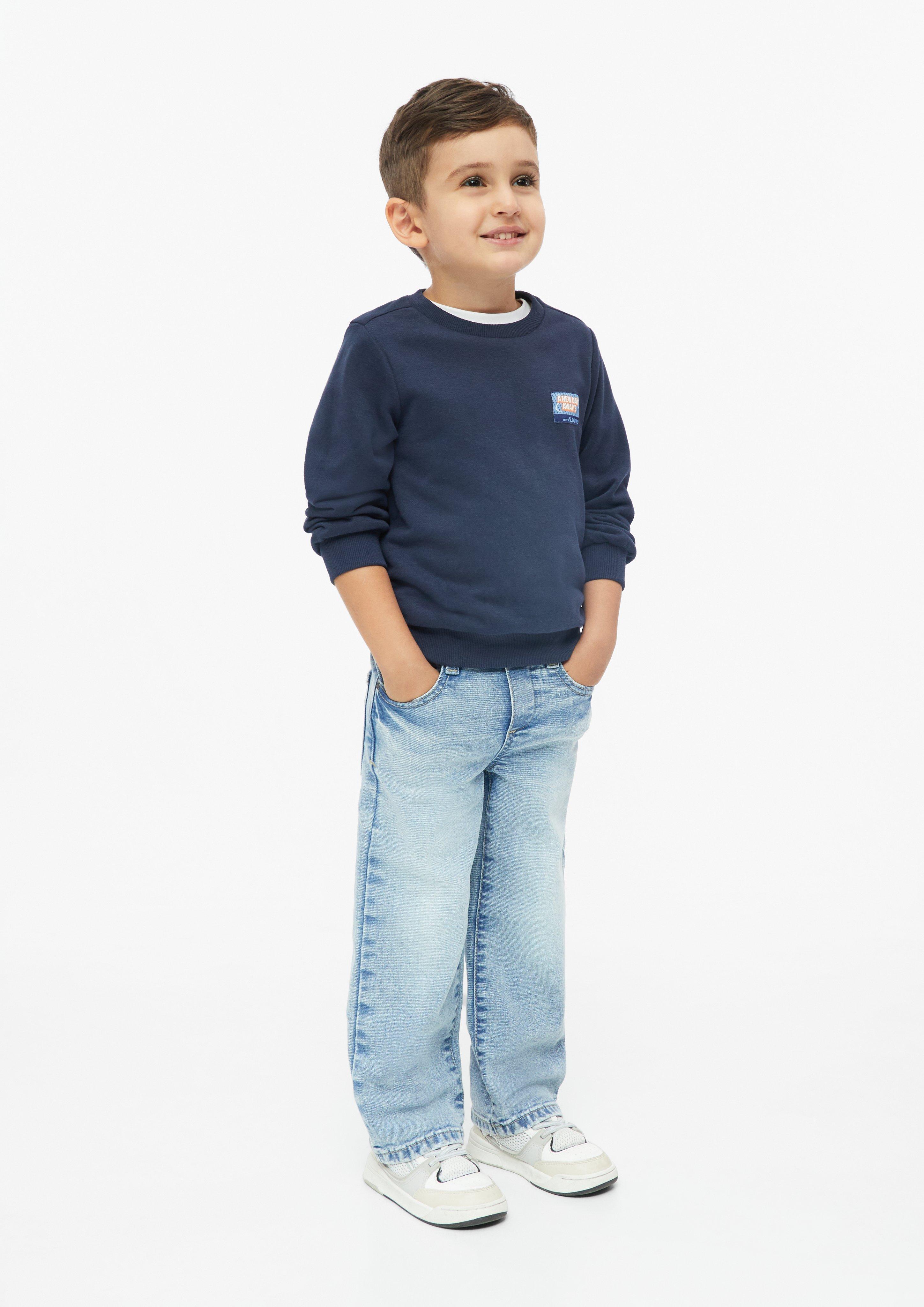 Junior Sweatshirt met patch en print op de rug in blauw van s.Oliver