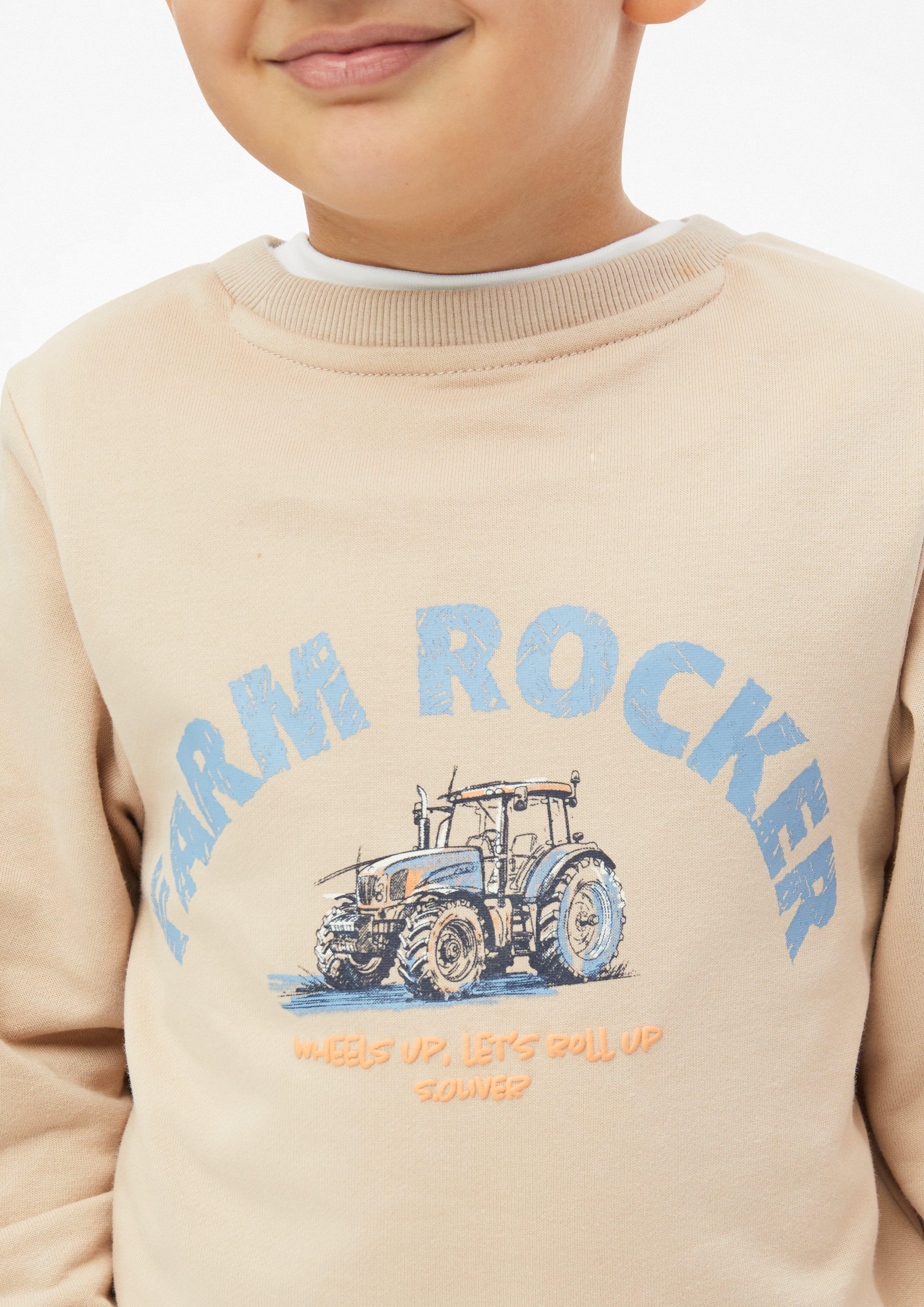 Junior Sweatshirt met patch en print op de rug in beige van s.Oliver