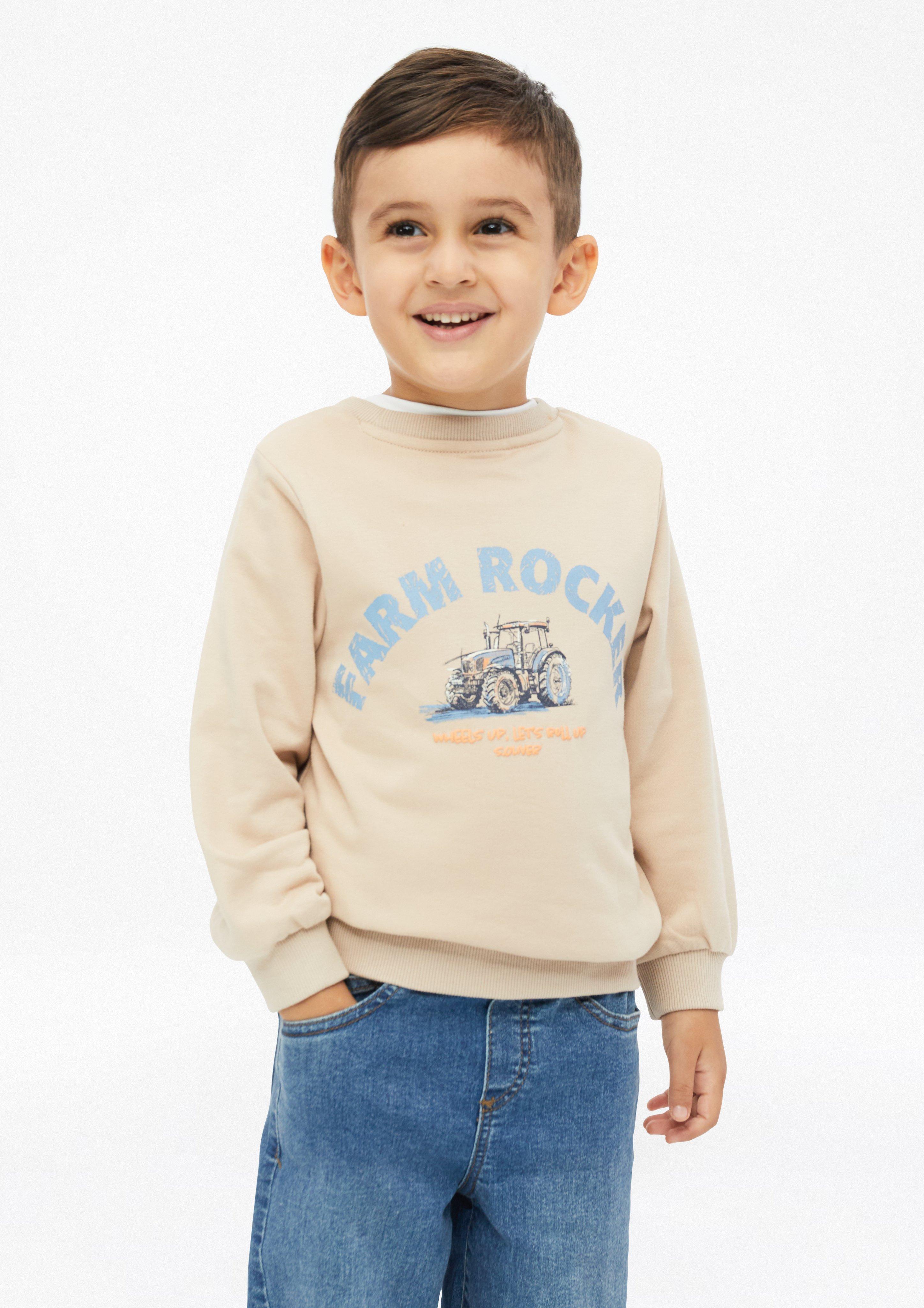 Junior Sweatshirt met patch en print op de rug in beige van s.Oliver