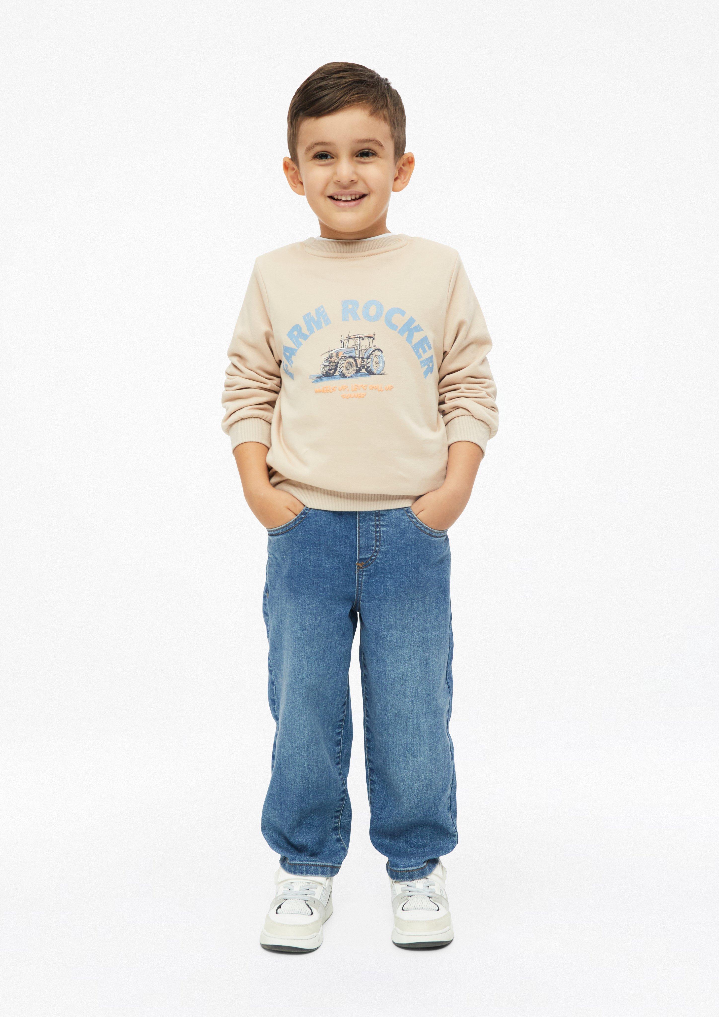 Junior Sweatshirt met patch en print op de rug in beige van s.Oliver