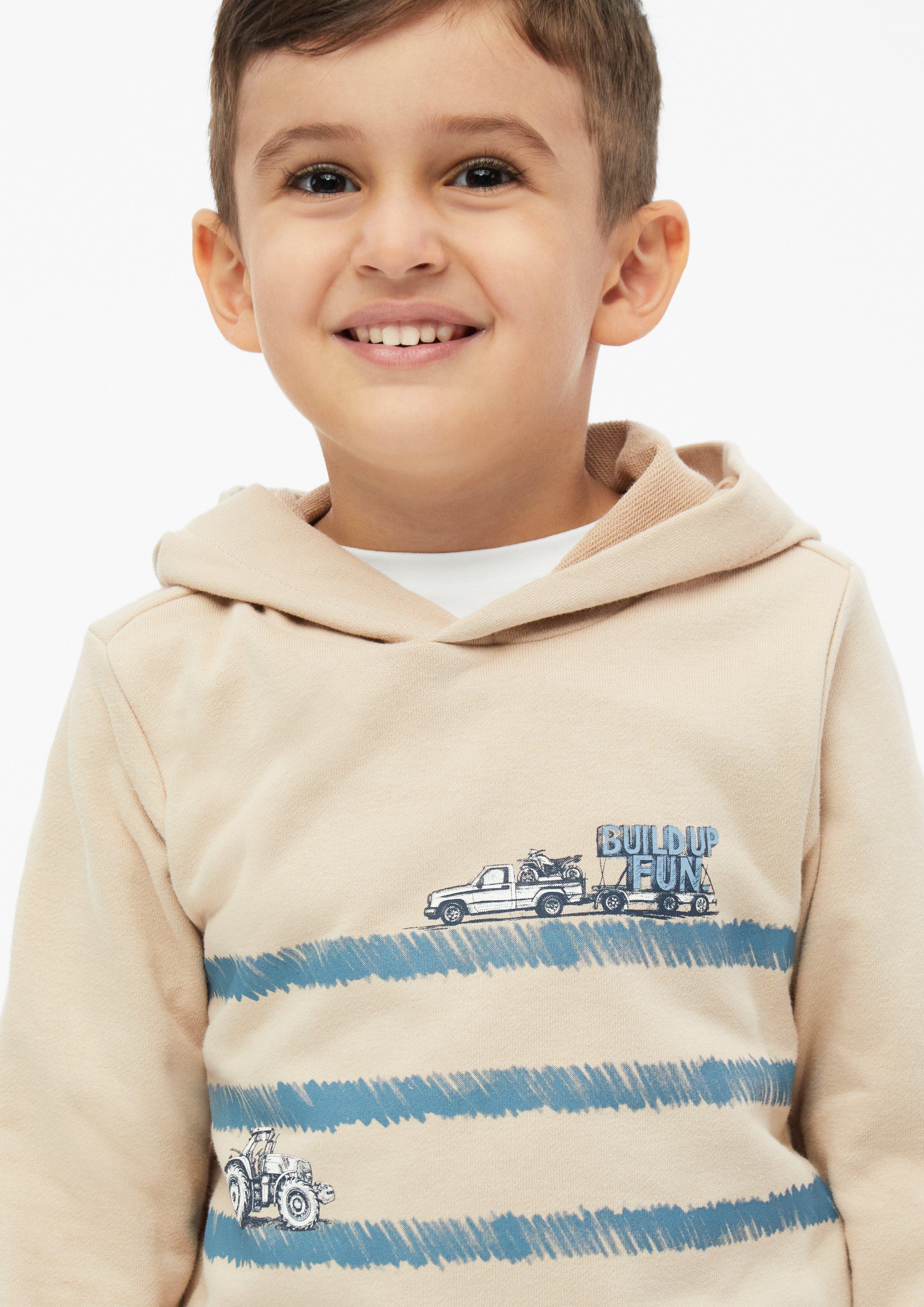 Junior Hoodie met print en borduursel in beige van s.Oliver