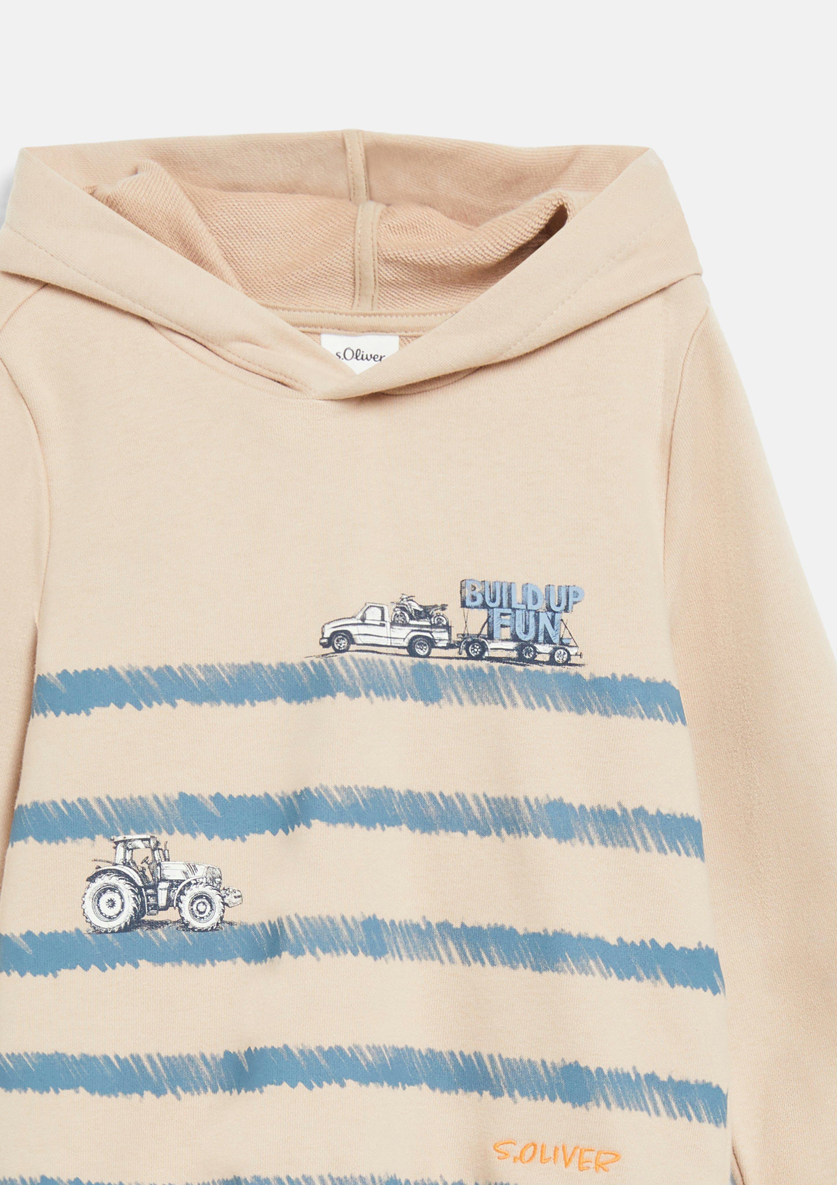 Junior Hoodie met print en borduursel in beige van s.Oliver