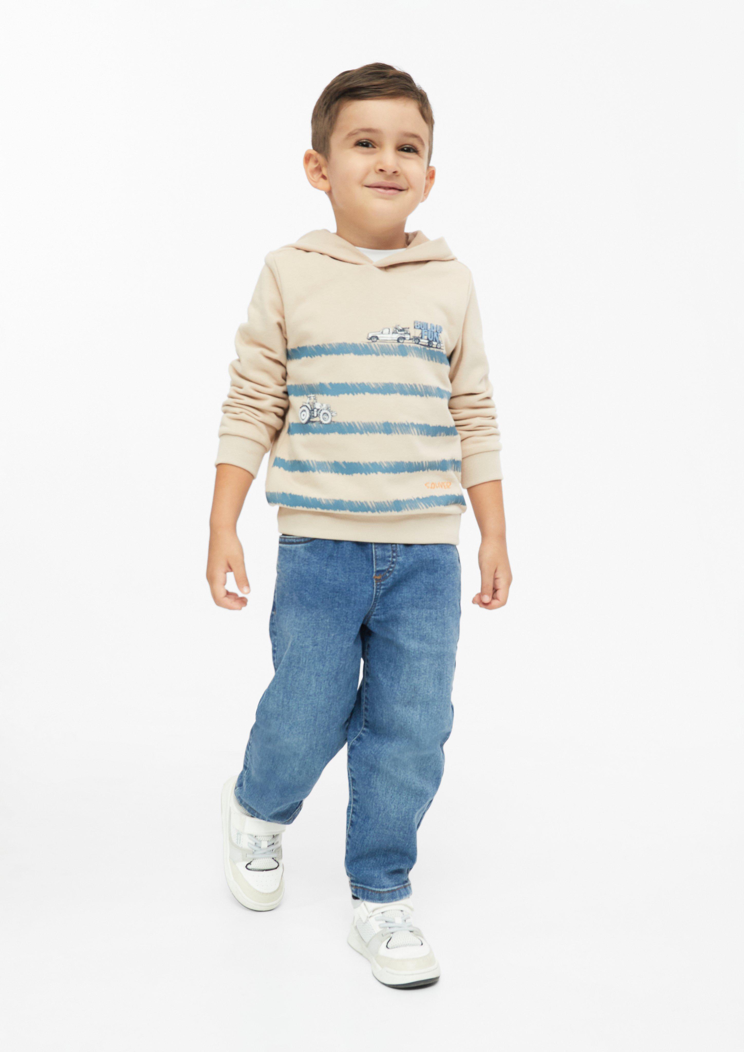 Junior Hoodie met print en borduursel in beige van s.Oliver