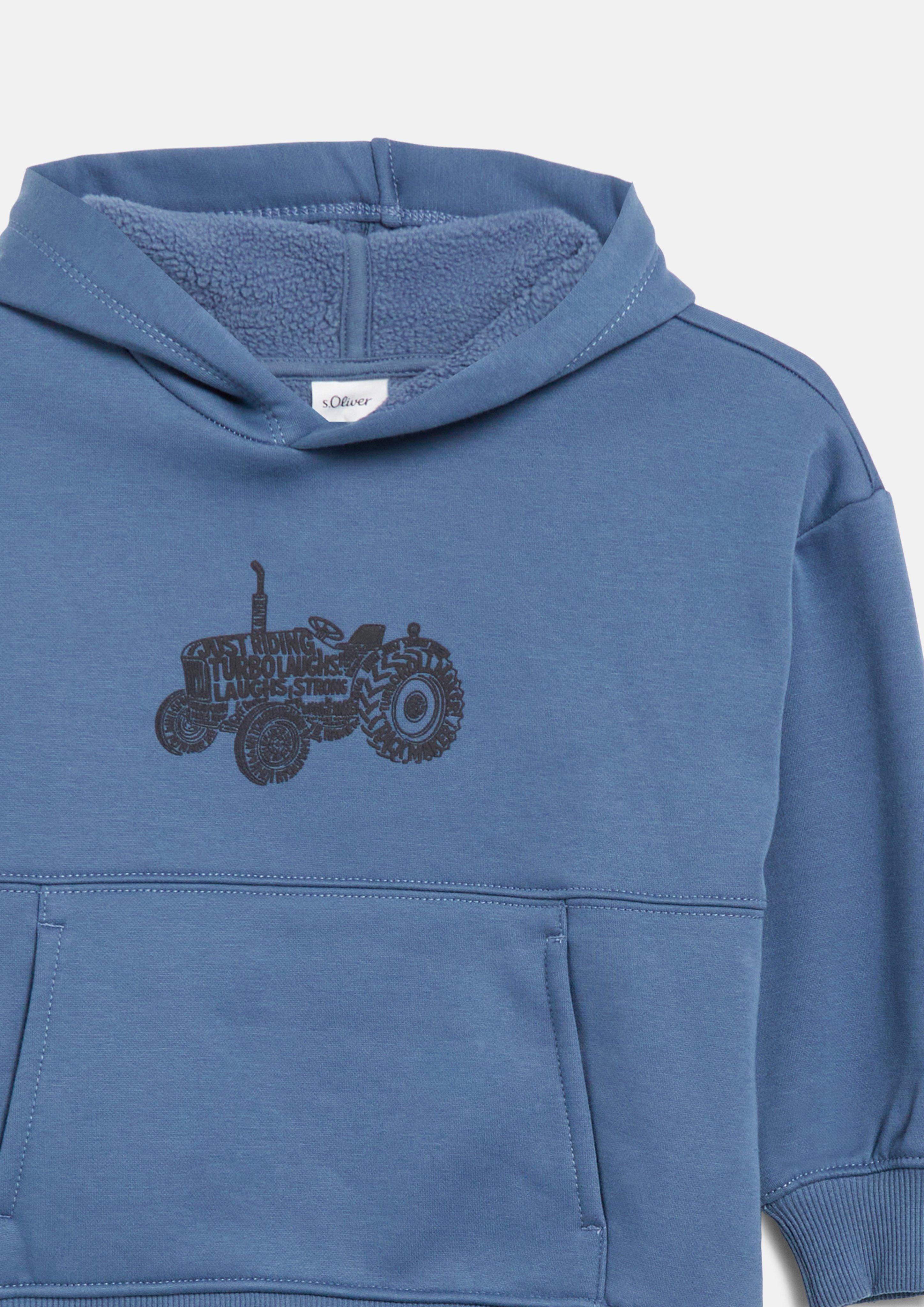 Kids Oversized hoodie with print and fleece lining in blue by s.Oliver