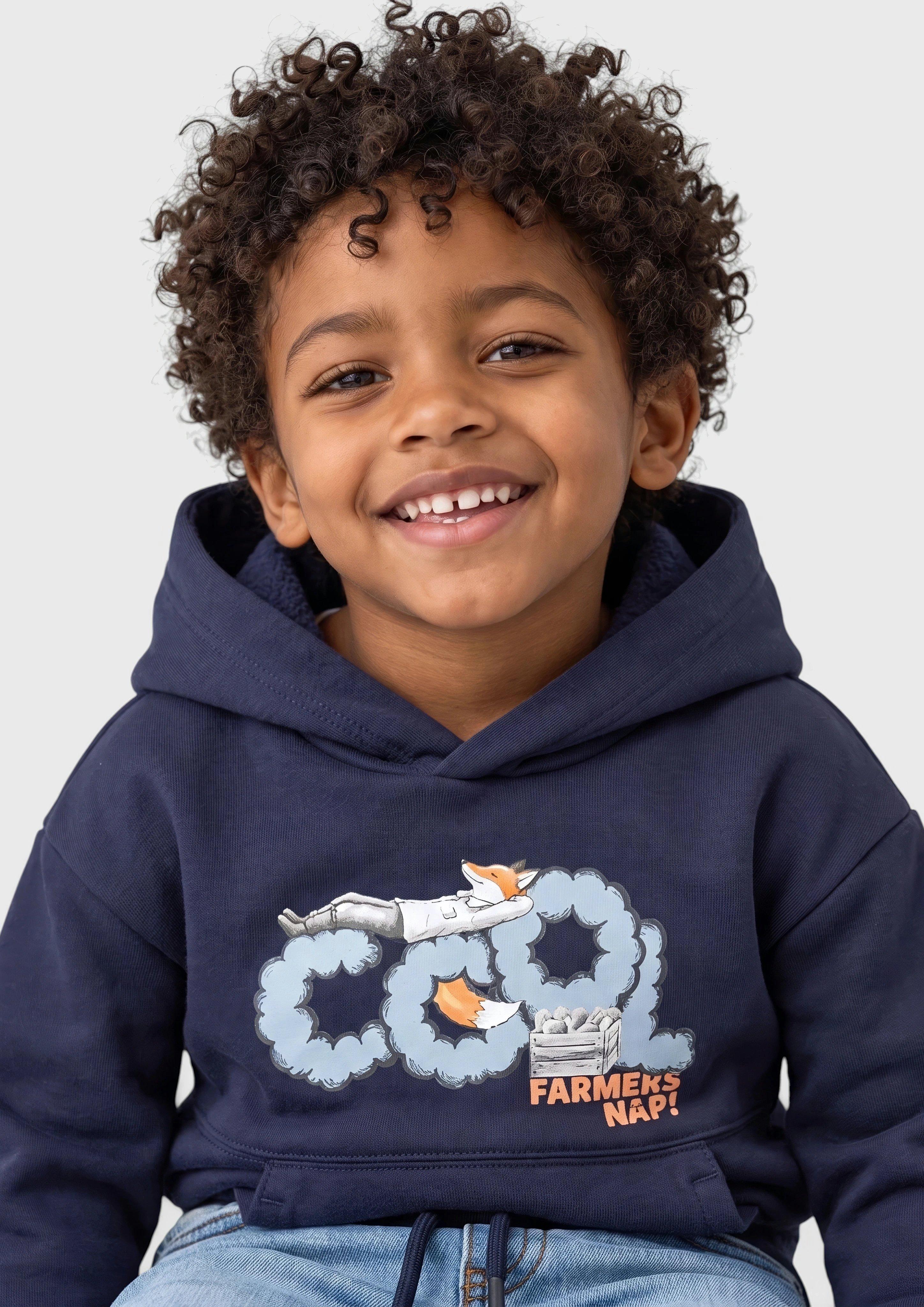 Kinder Oversize Hoodie mit Print und Fleece-Innenseite in blau von s.Oliver