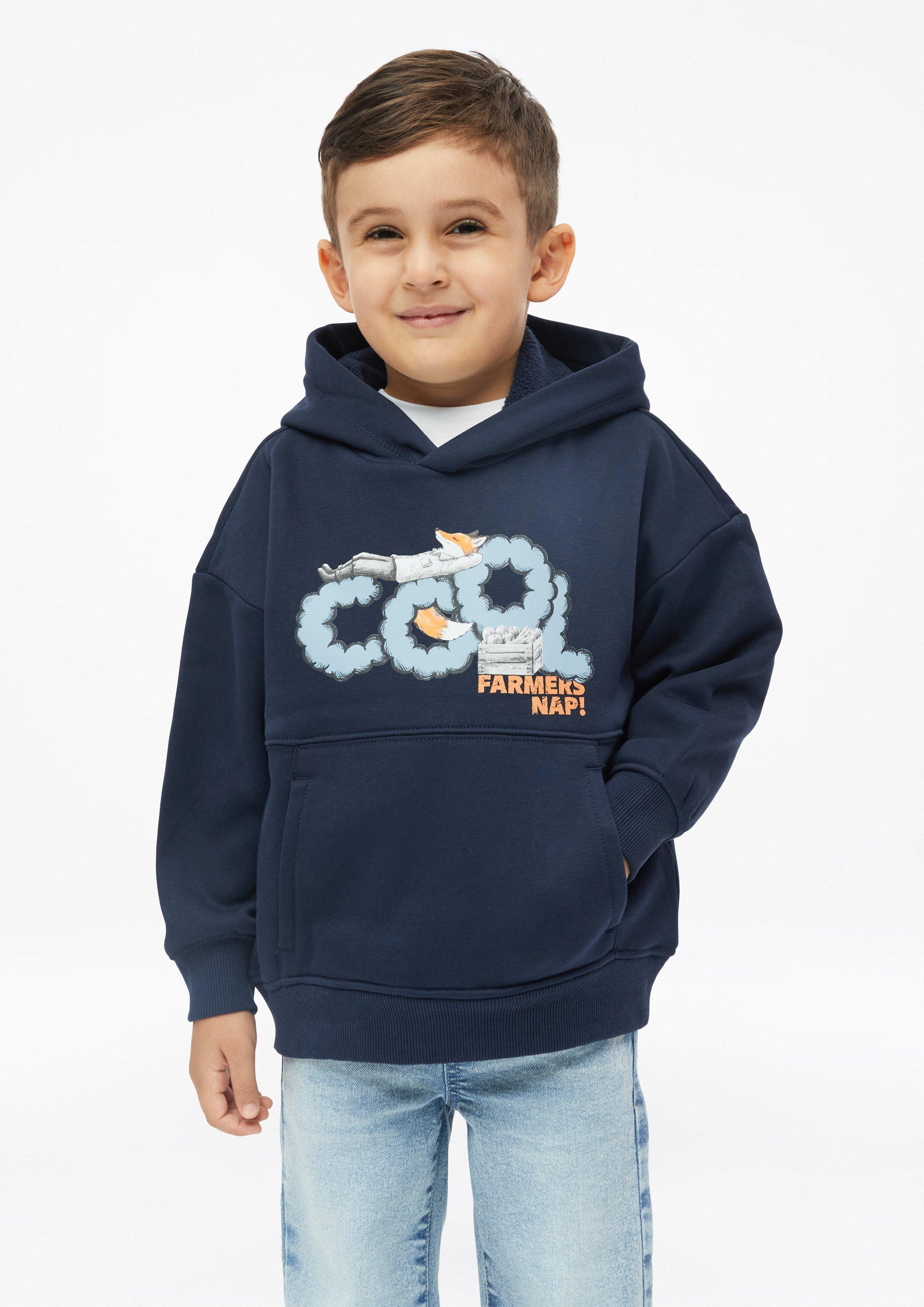 Oversize Hoodie mit Print und Fleece-Innenseite in Farbe navy von s.Oliver