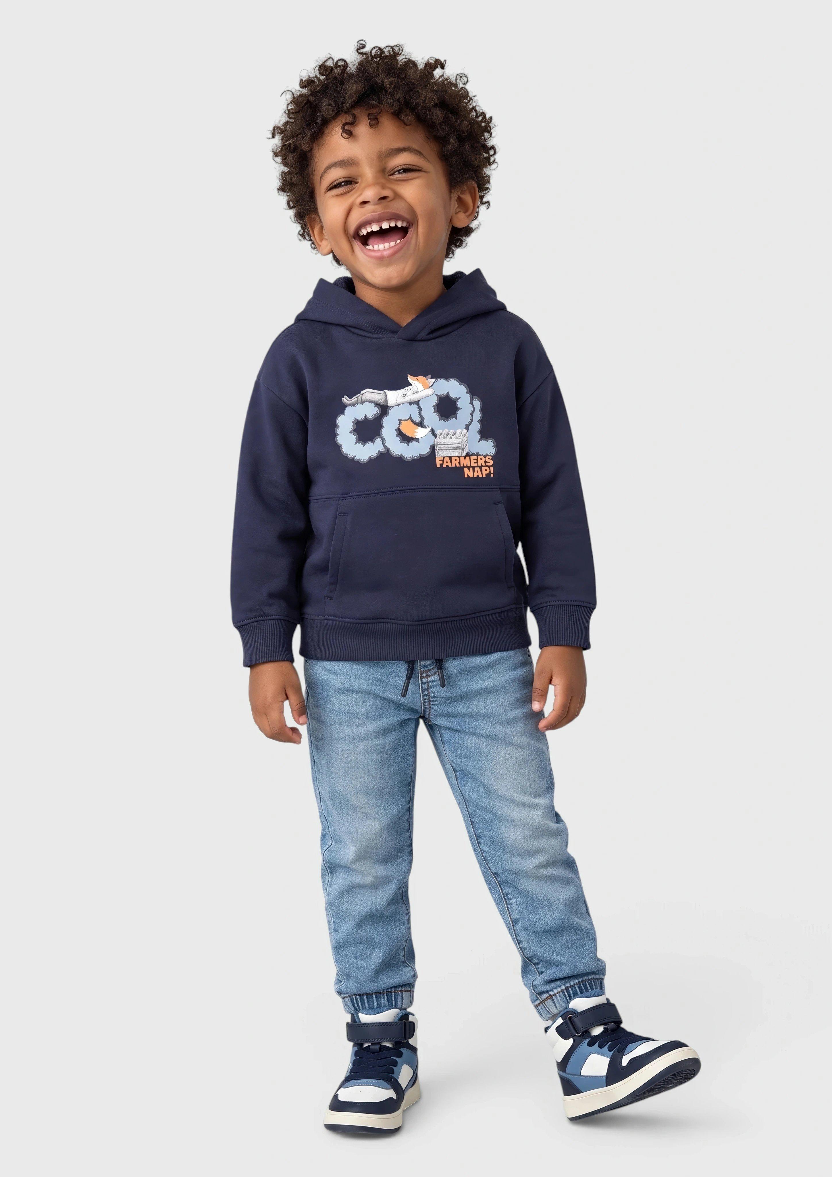 Kinder Oversize Hoodie mit Print und Fleece-Innenseite in blau von s.Oliver