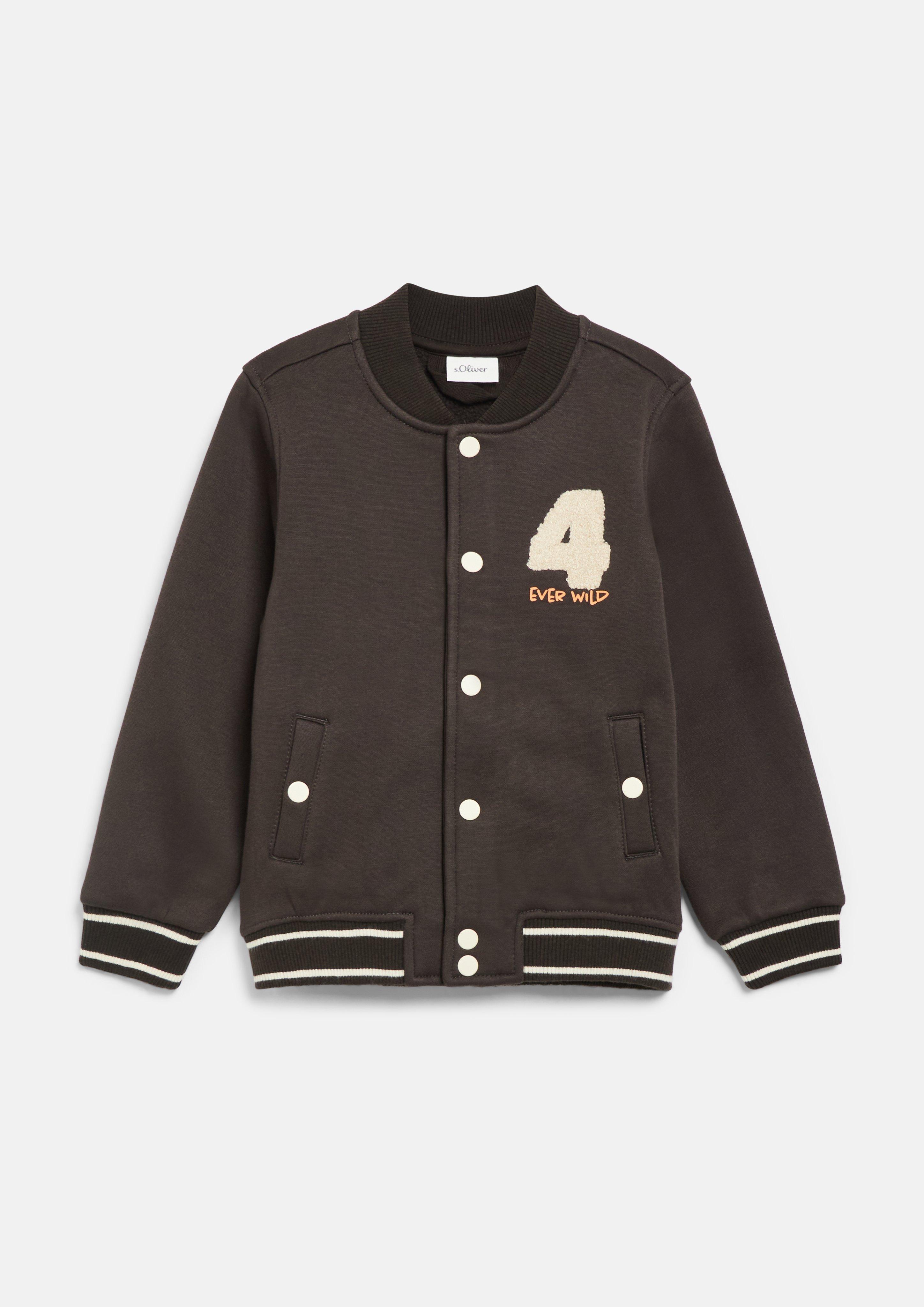 College-Jacke mit Fleece-Innenseite in Farbe dunkelbraun von s.Oliver