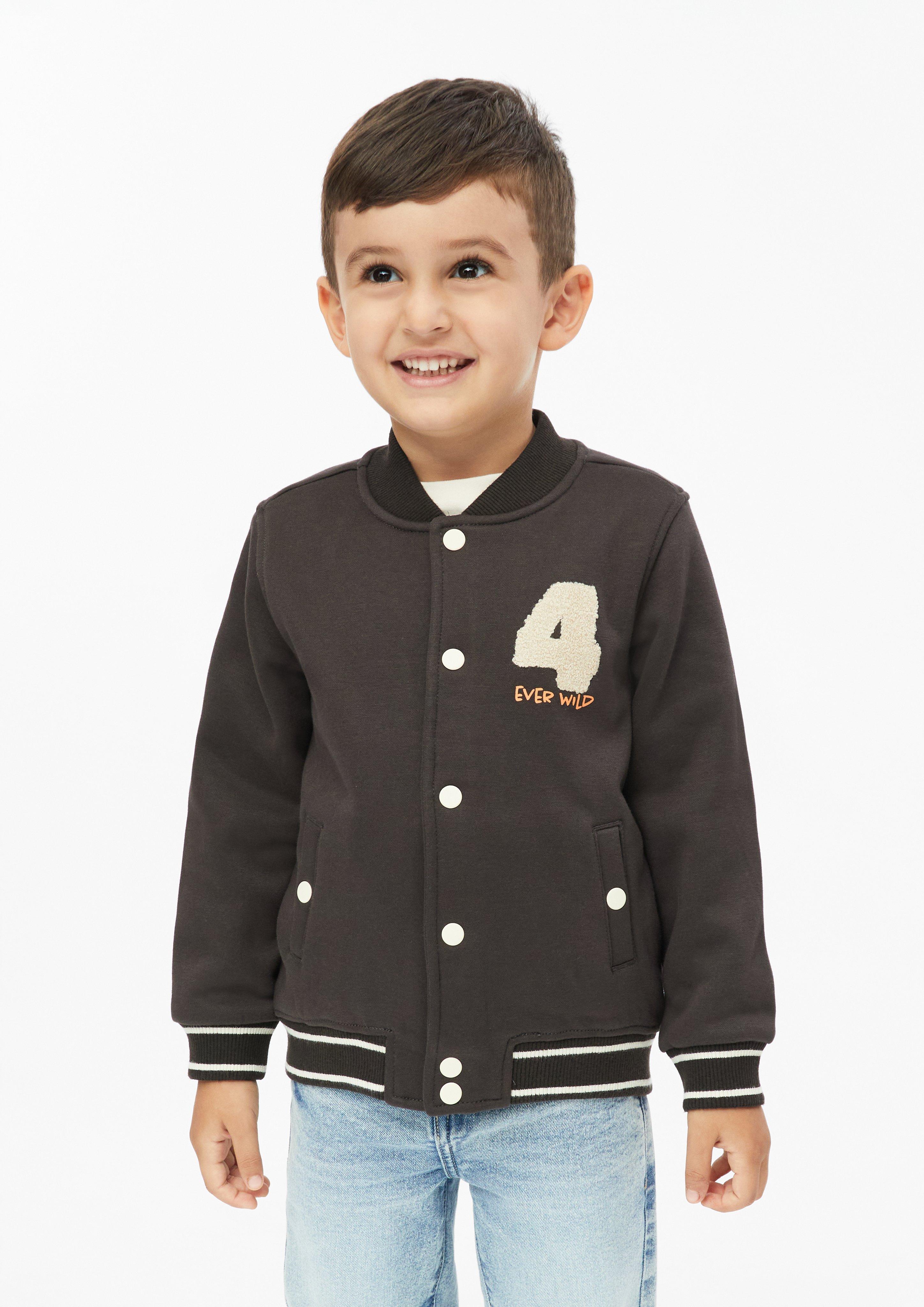 College jacket with fleece lining in dark brown by s.Oliver