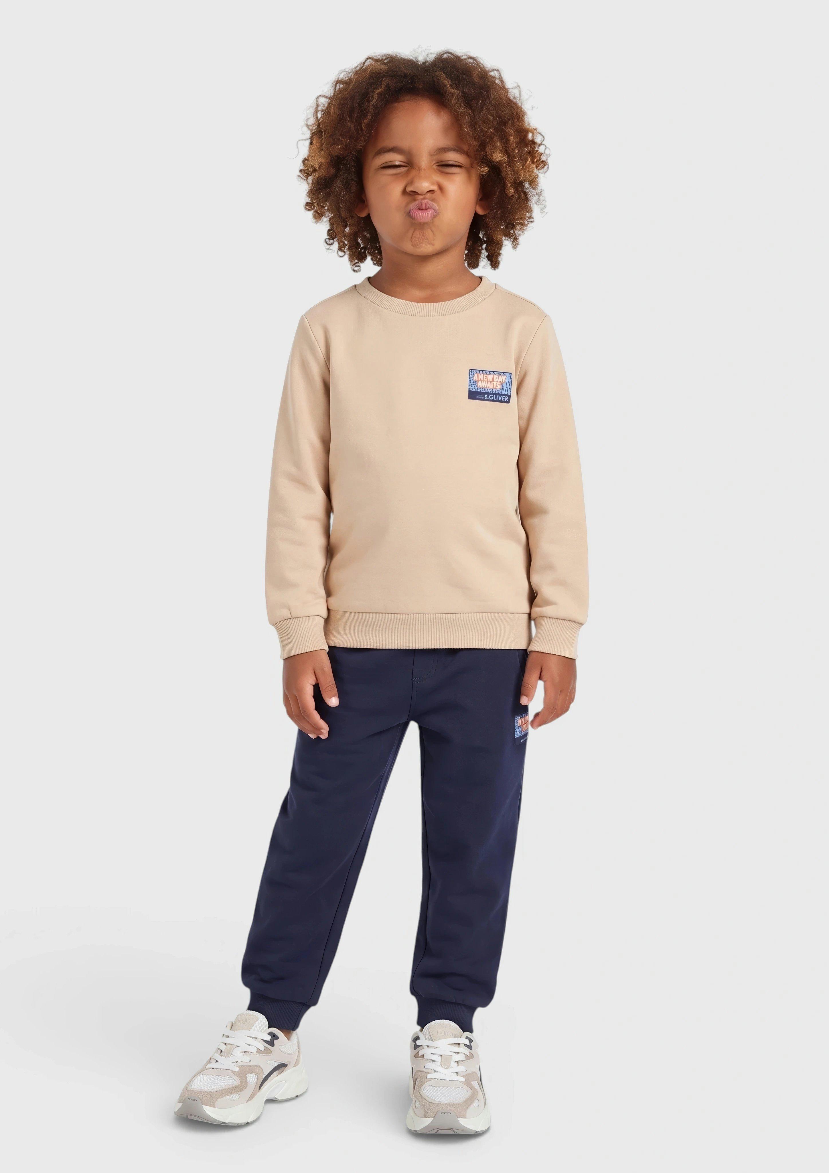 Junior Joggingbroek met relaxte pasvorm en fleece binnenkant in blauw van s.Oliver