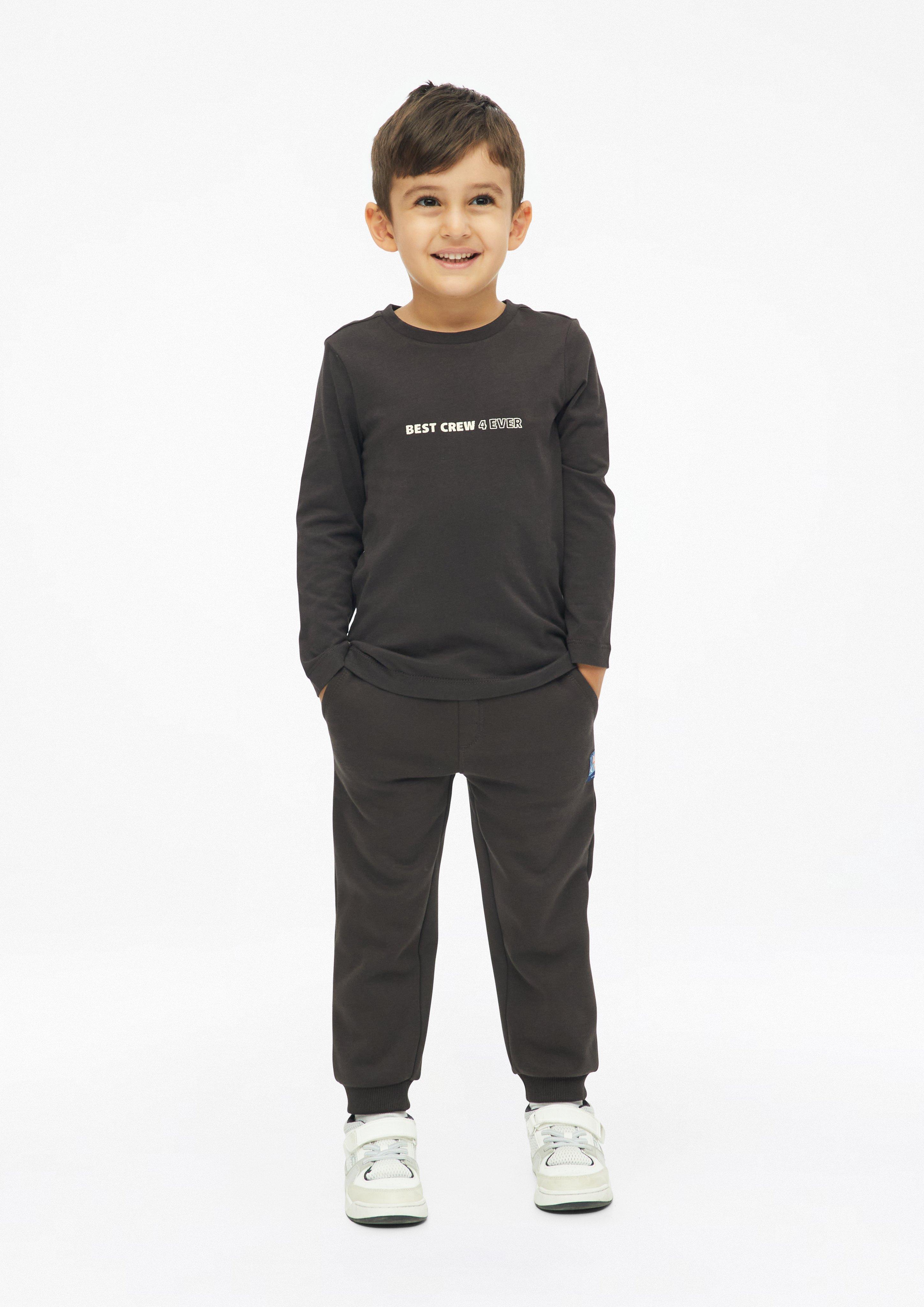 Junior Joggingbroek met relaxte pasvorm en fleece binnenkant in bruin van s.Oliver