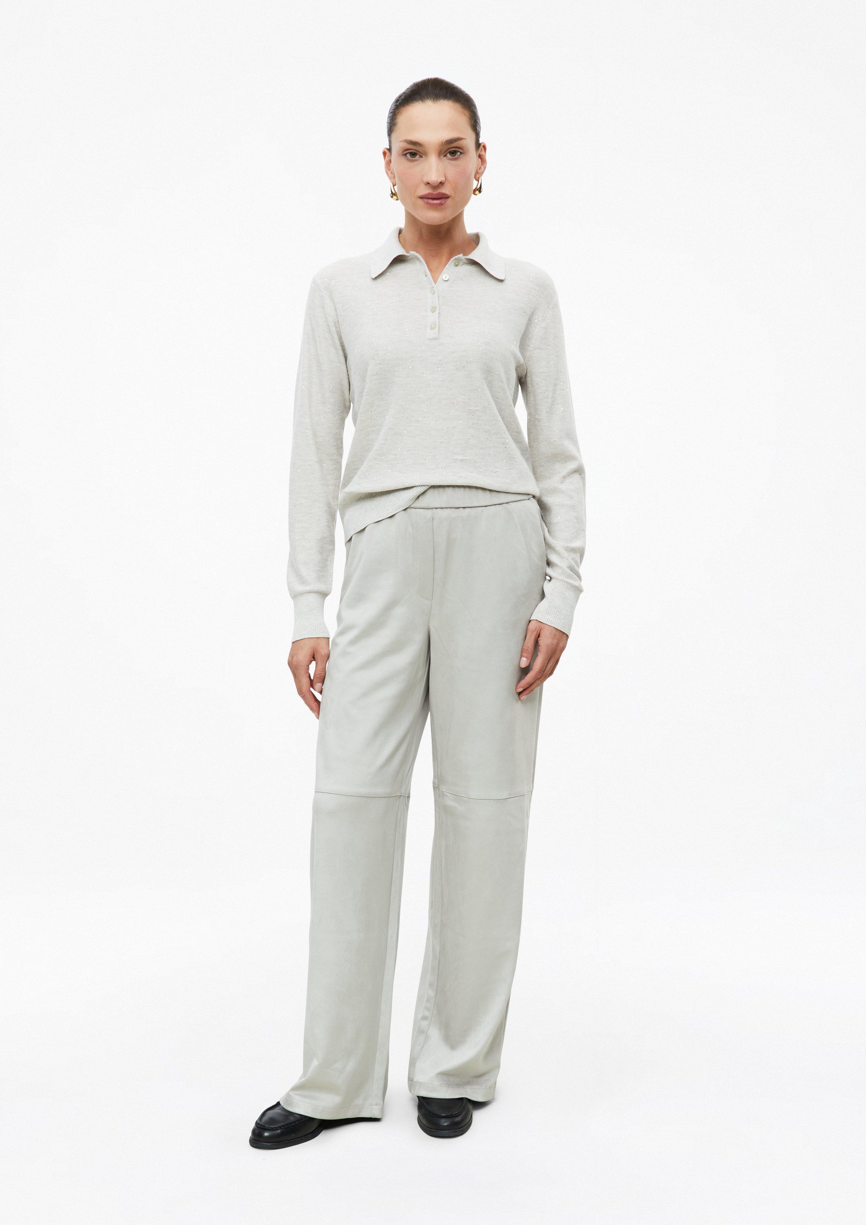 Wide Leg-Hose in Veloursleder-Optik in Farbe beige von s.Oliver BLACK LABEL