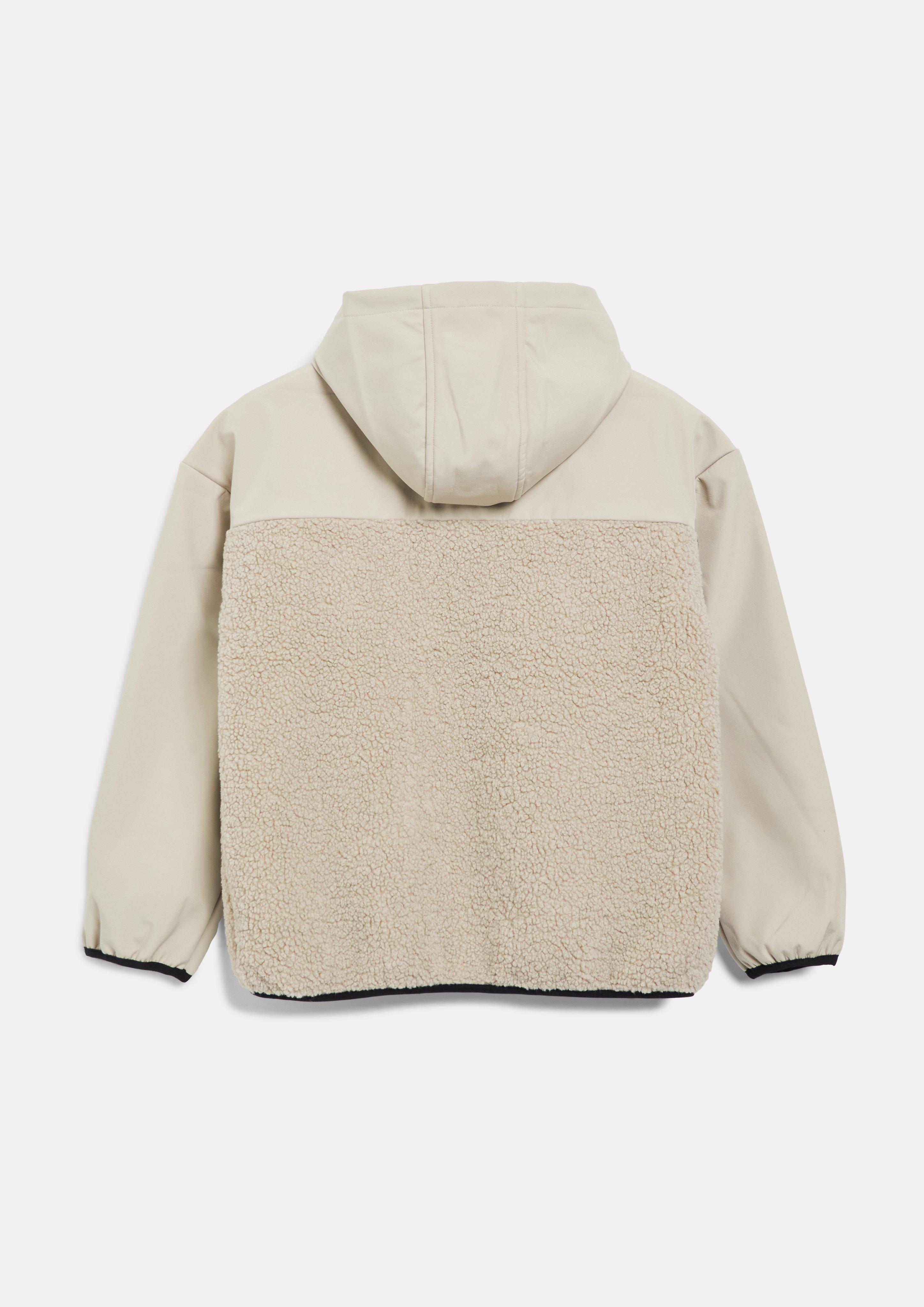 Kids Softshell and teddy plush jacket in beige by s.Oliver