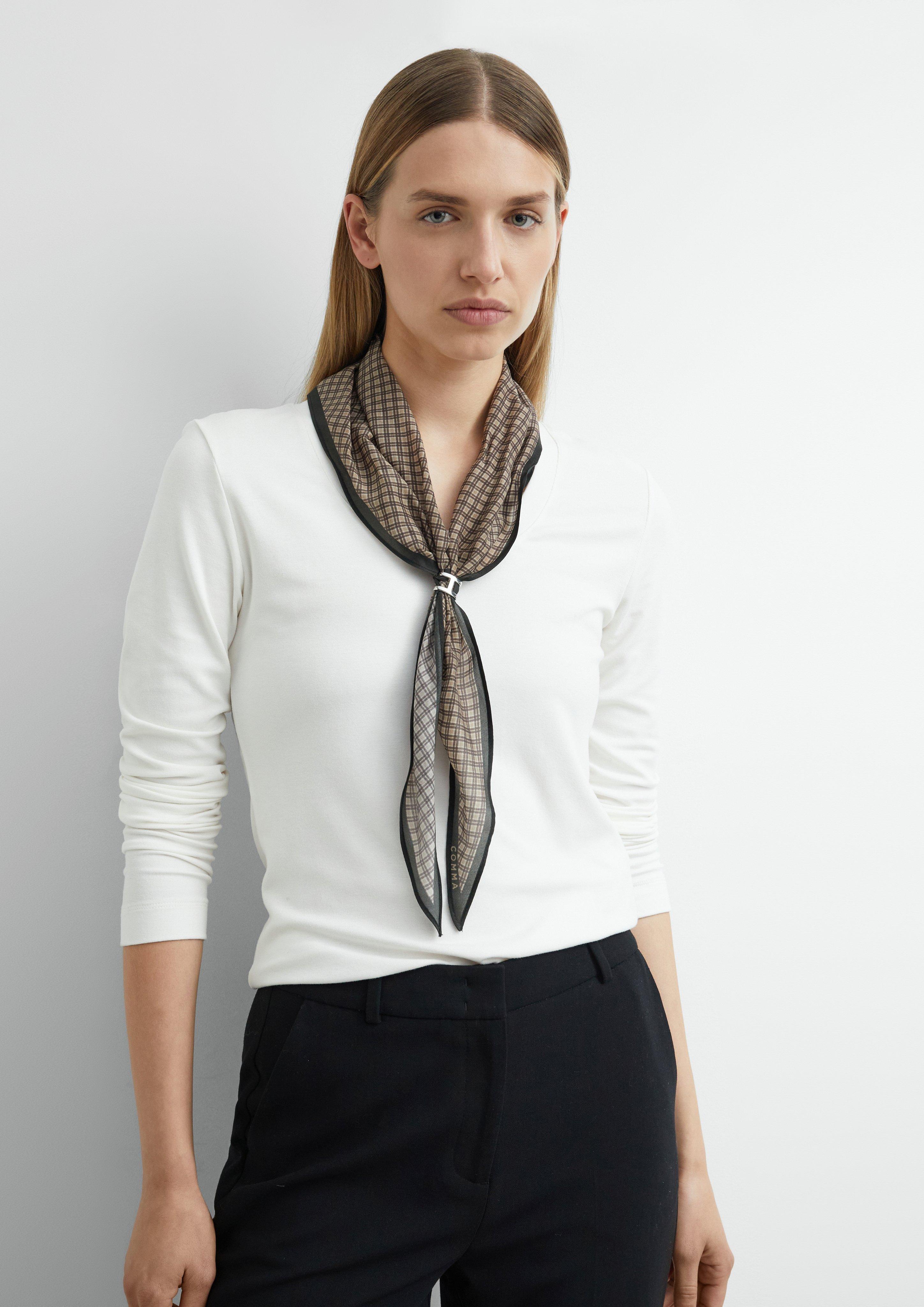 Seidenmix-Tuch mit Schmuck-Detail in braun von COMMA