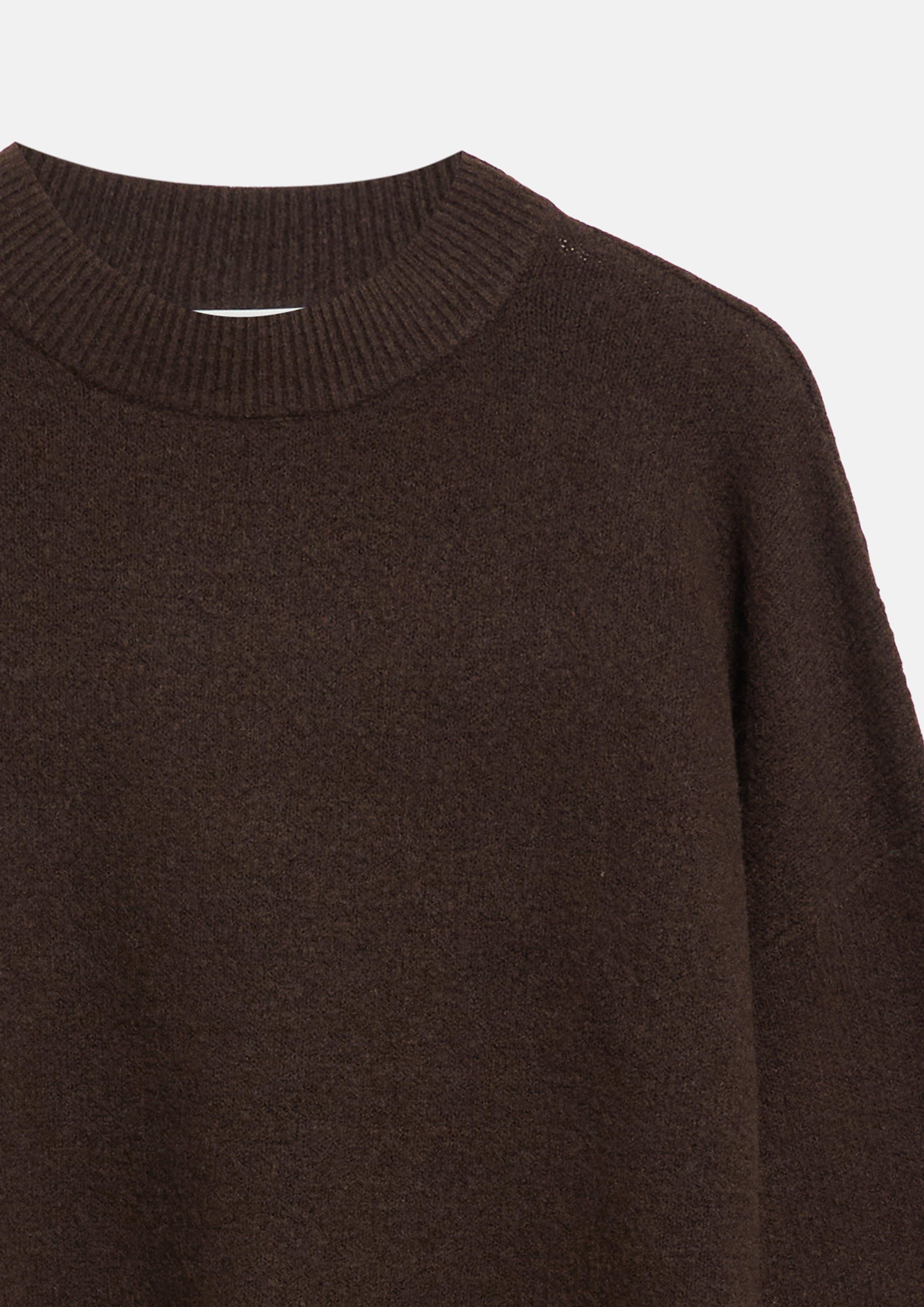 Women Wool-Blend Knit Sweater in a Relaxed Fit in brown by s.Oliver