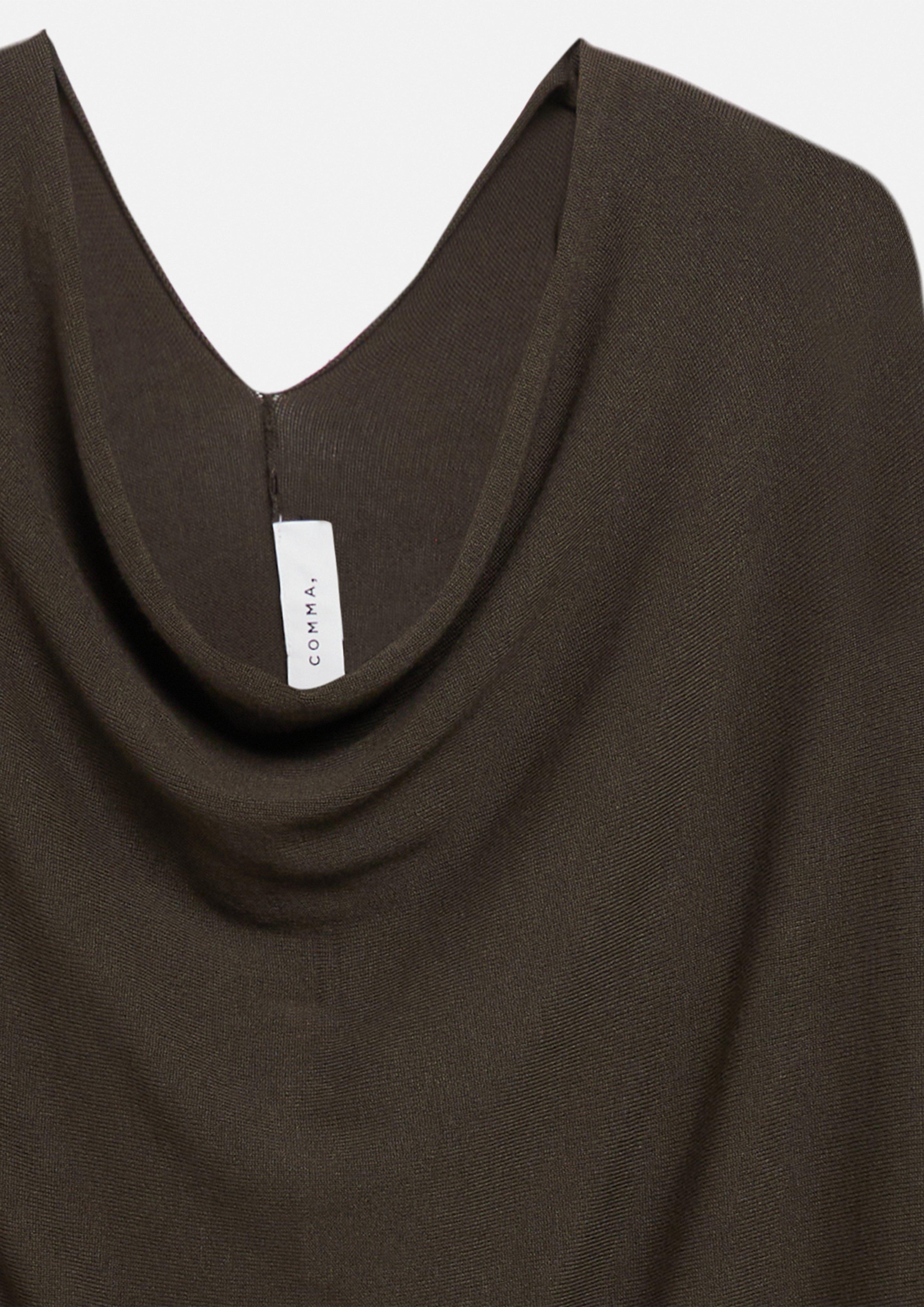 Feinstrick-Poncho aus Viskosemix in braun von COMMA