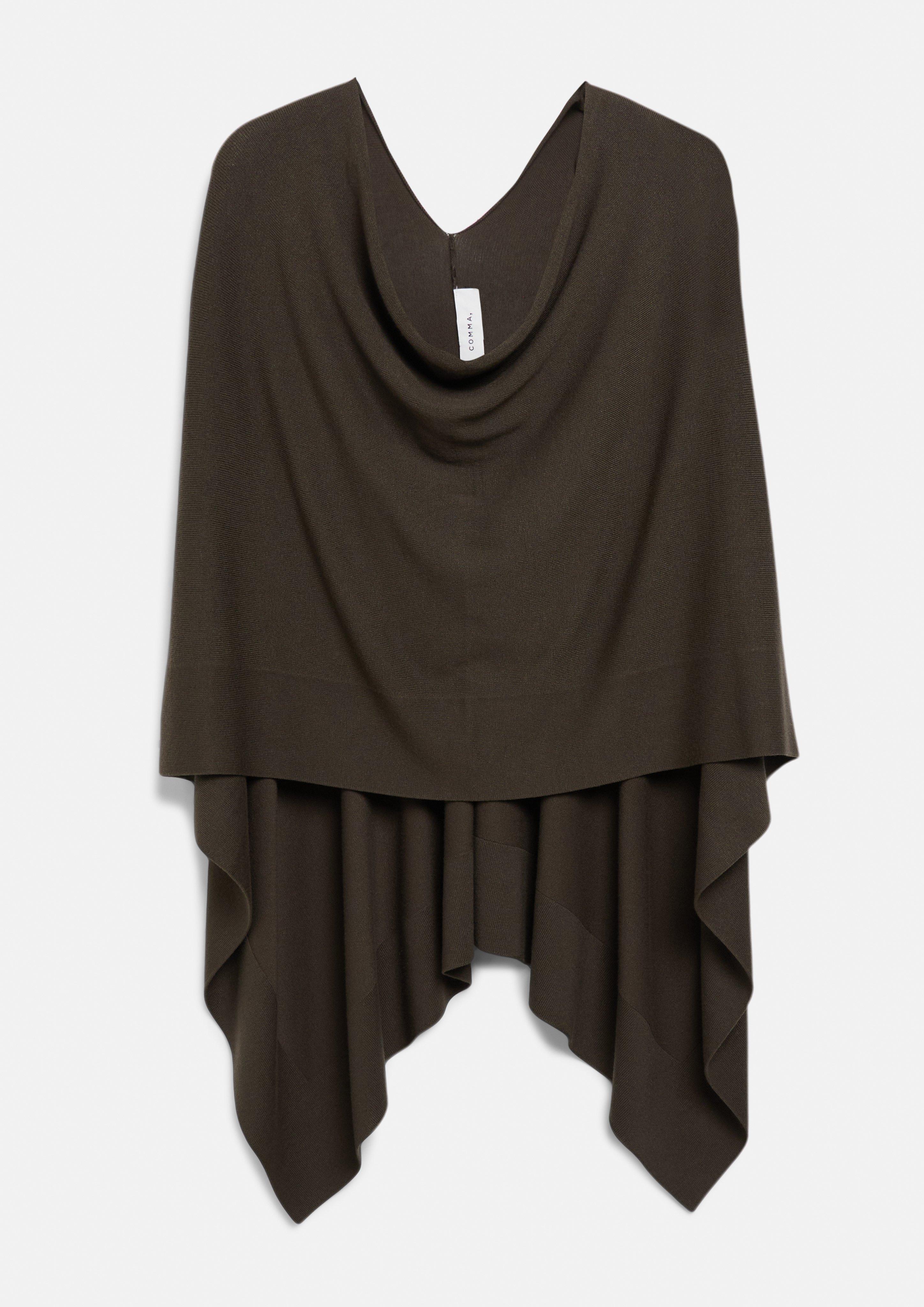 Feinstrick-Poncho aus Viskosemix in braun von COMMA