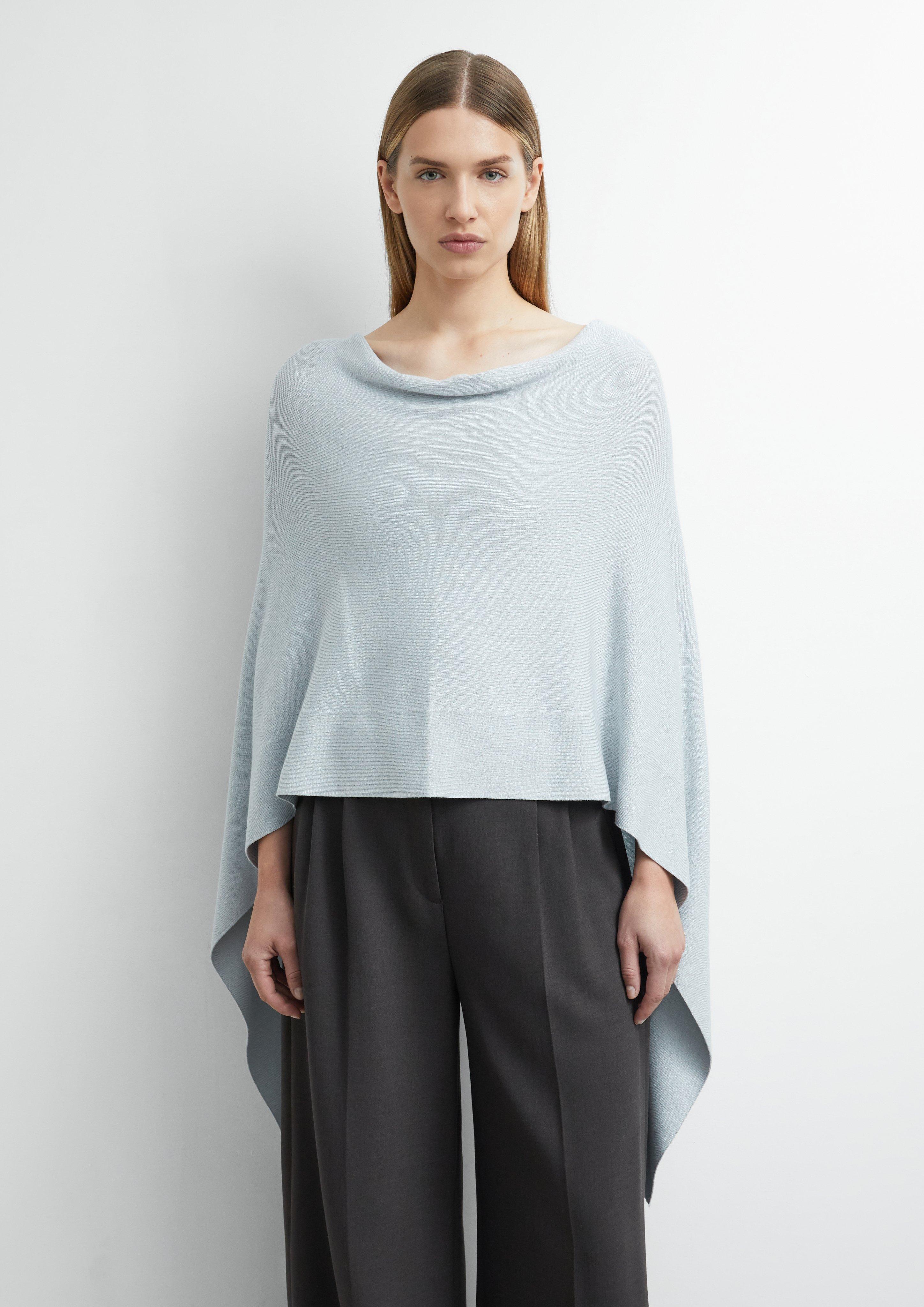 Poncho en maille fine, mélange de viscose en bleu clair de COMMA