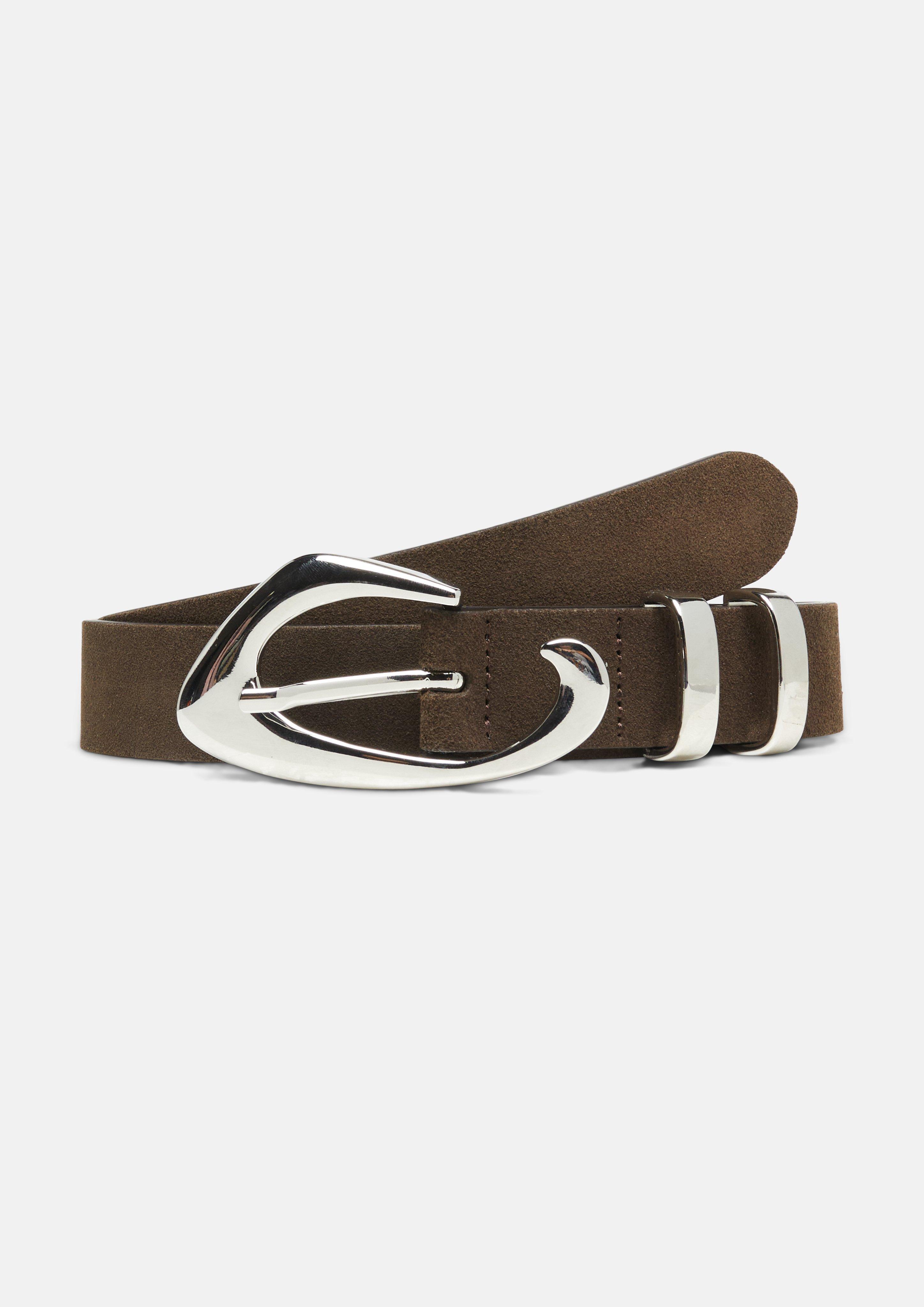 Suede belt with decorative buckle in brown by COMMA