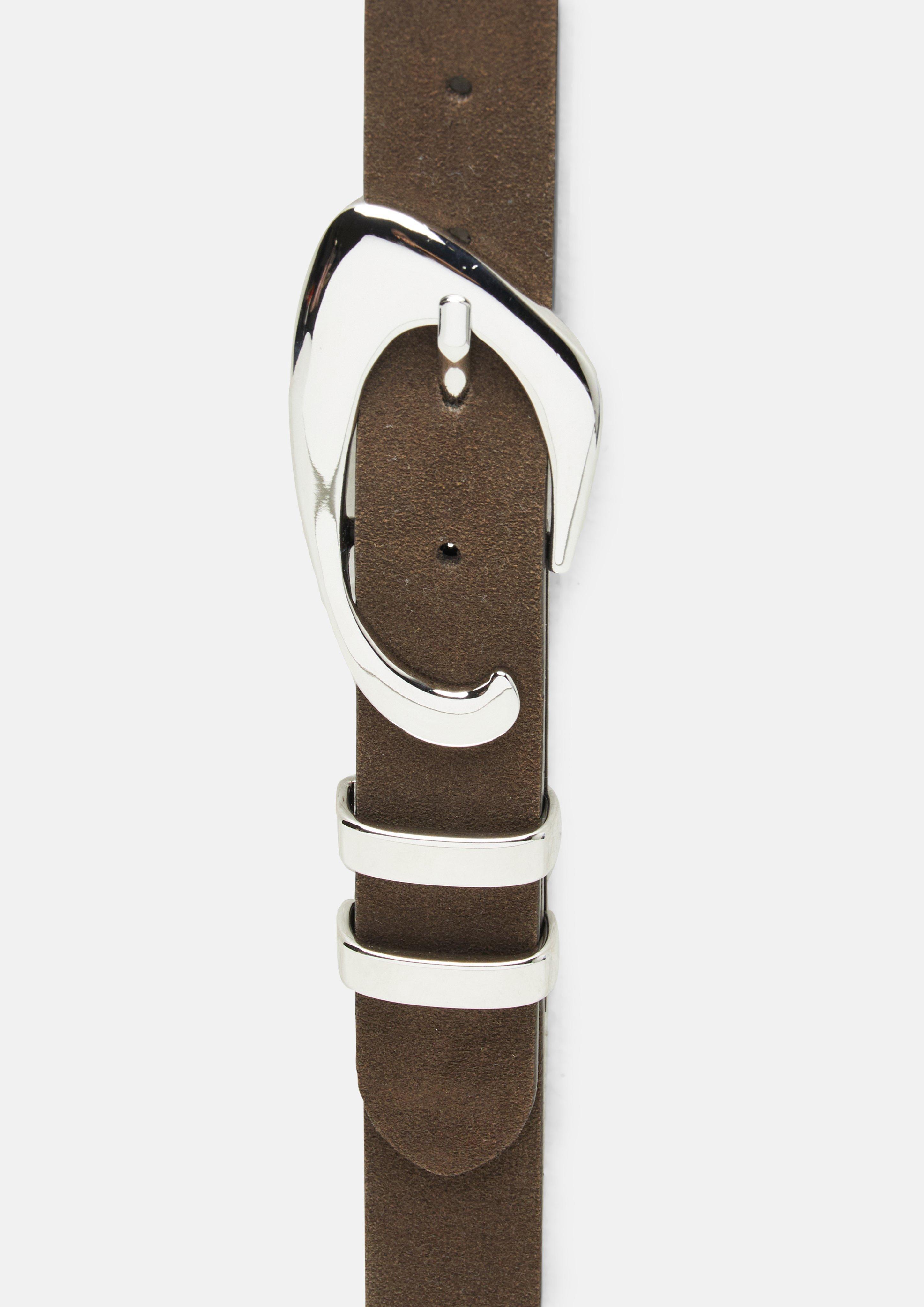 Suede belt with decorative buckle in brown by COMMA