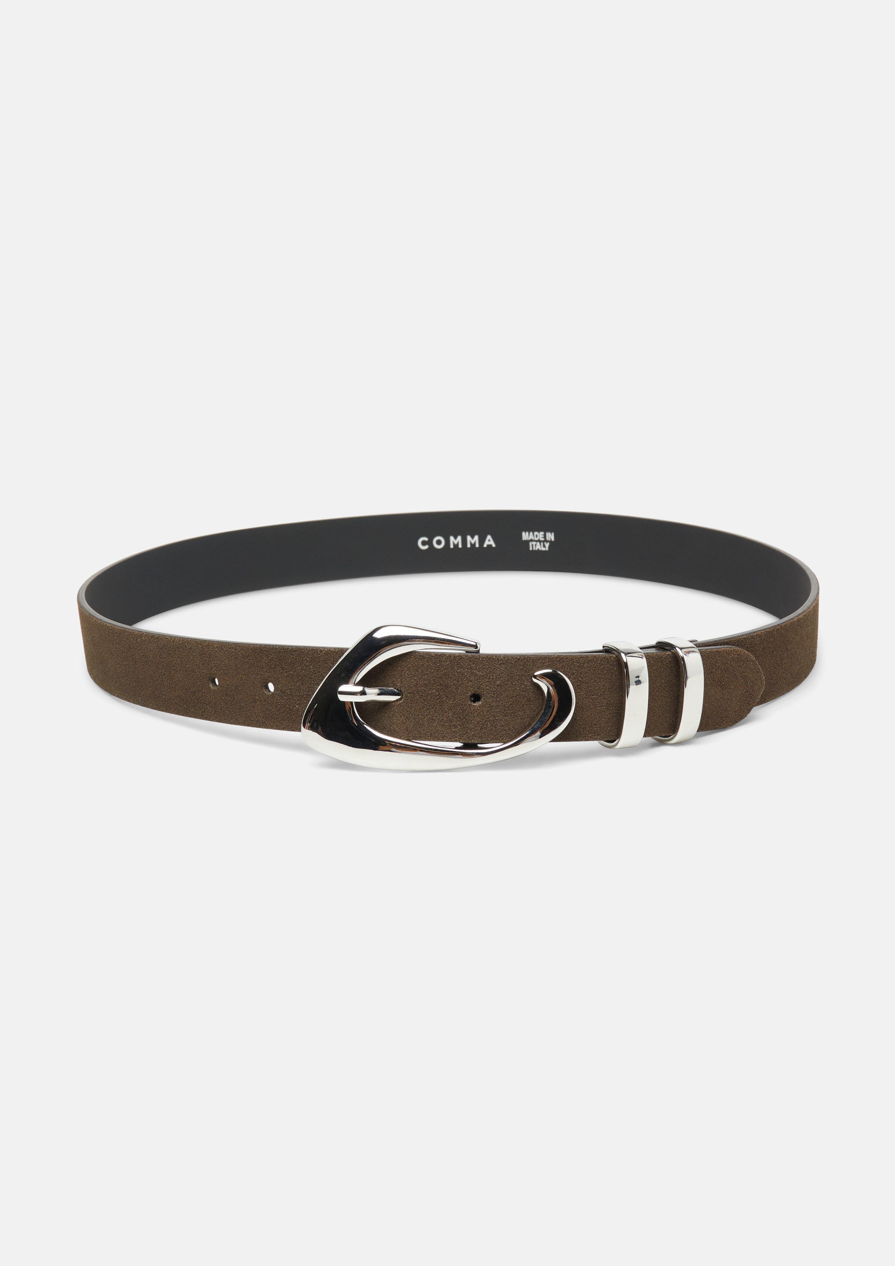 Suede belt with decorative buckle in brown by COMMA