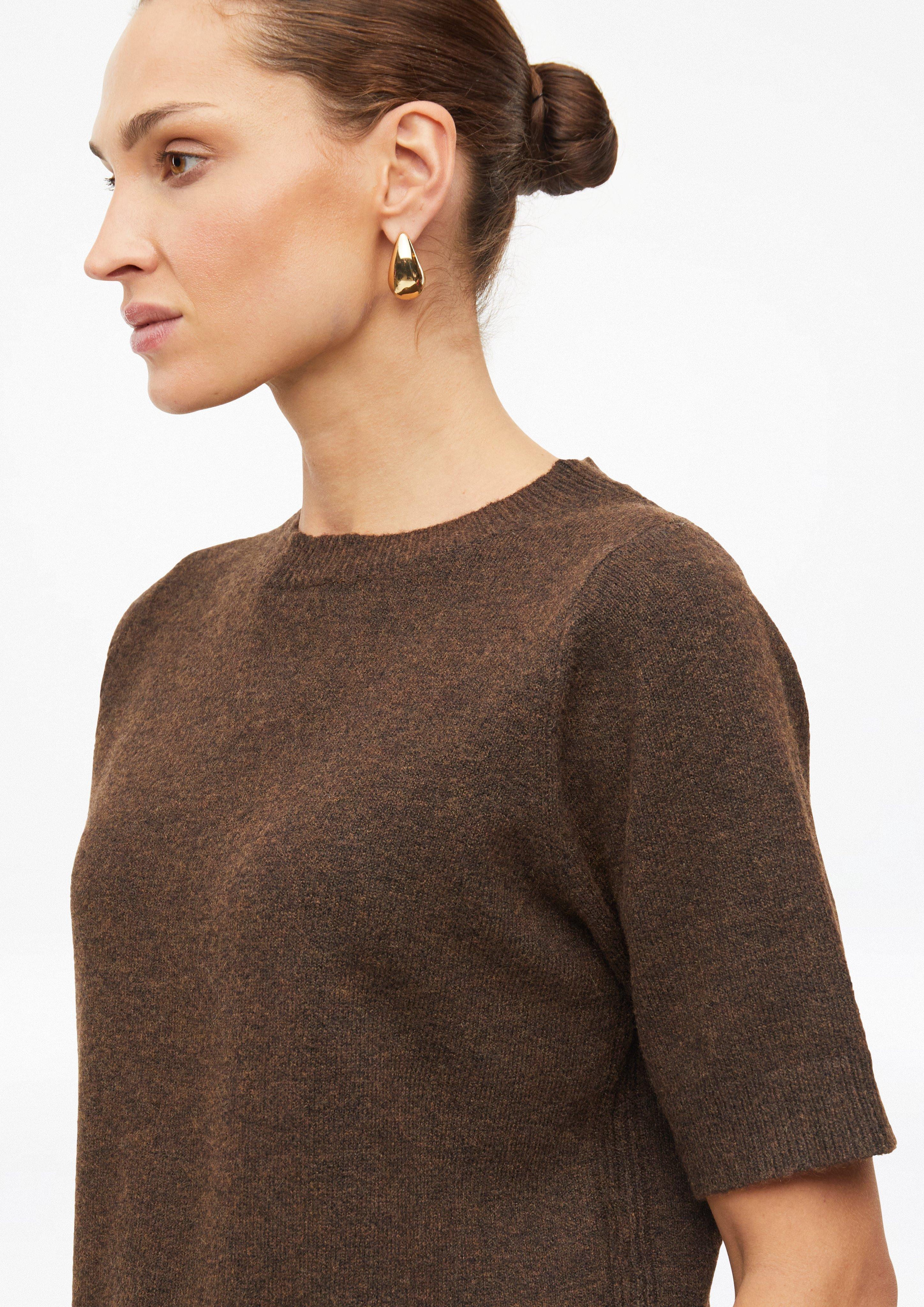 Femmes Pull à manches courtes avec bords-côtes en brun de s.Oliver BLACK LABEL