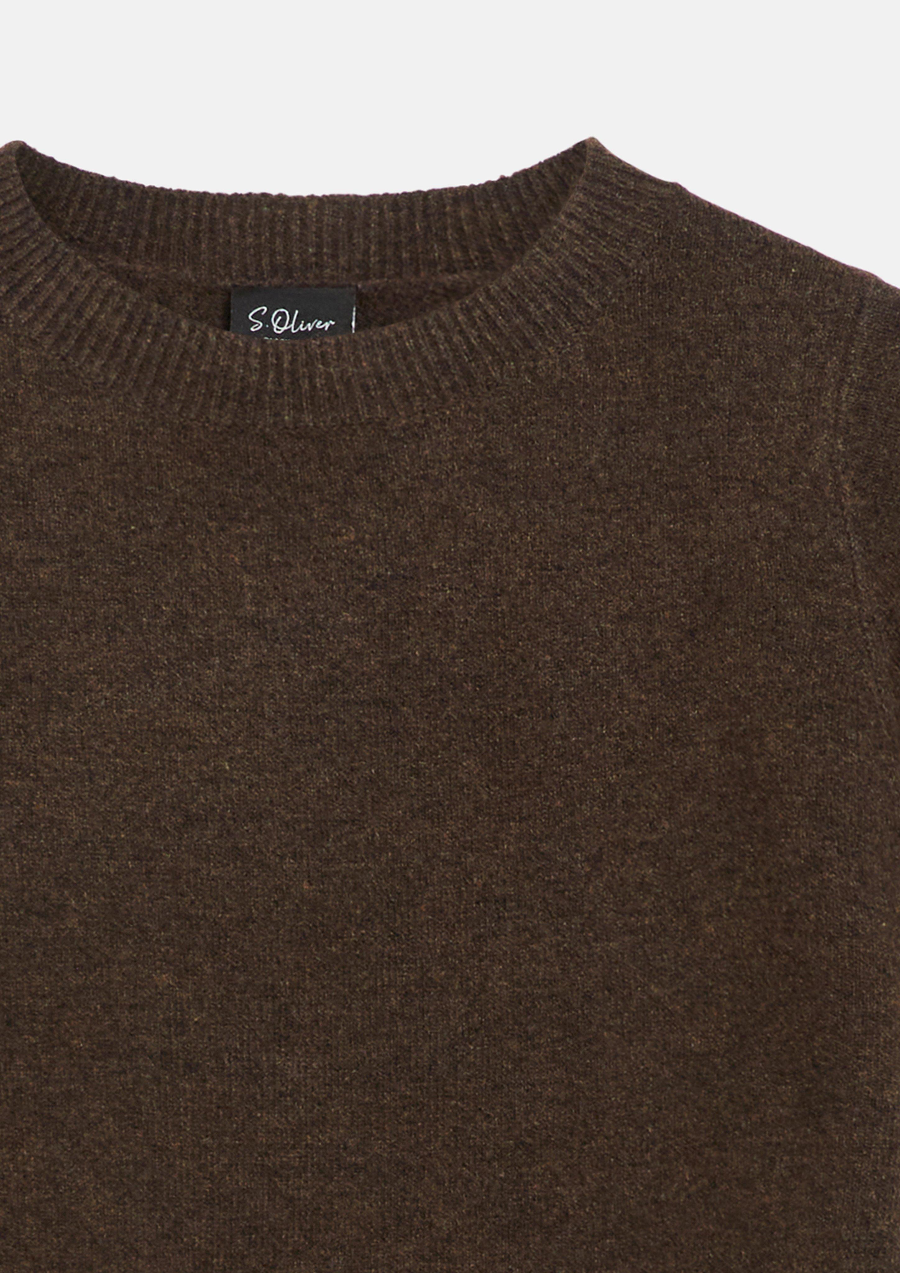 Femmes Pull à manches courtes avec bords-côtes en brun de s.Oliver BLACK LABEL