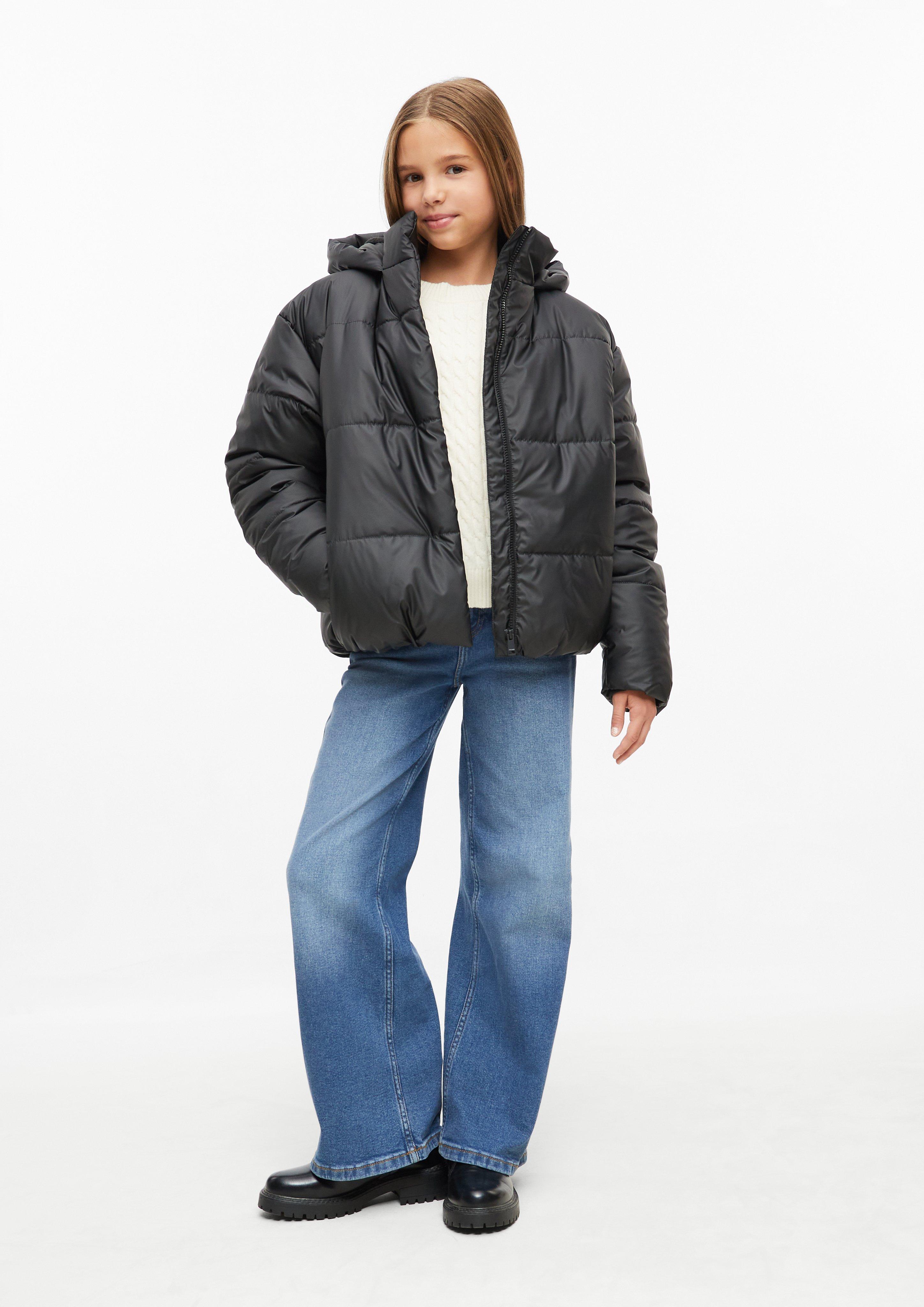 Kinder Wattierte Steppjacke mit Fleecefutter und Magnetknöpfen in schwarz von s.Oliver