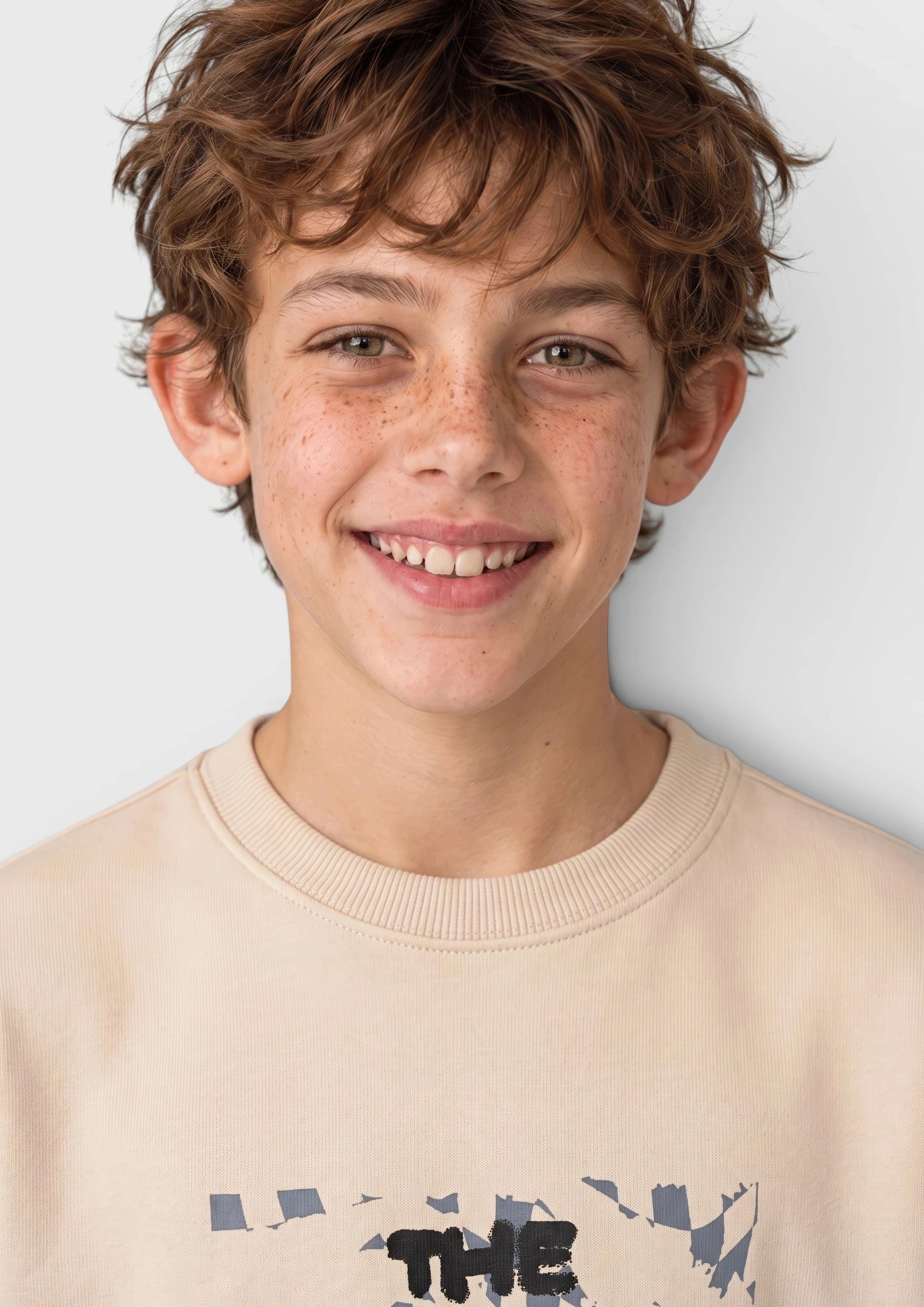 Junior Knus oversized sweatshirt met print in beige van s.Oliver